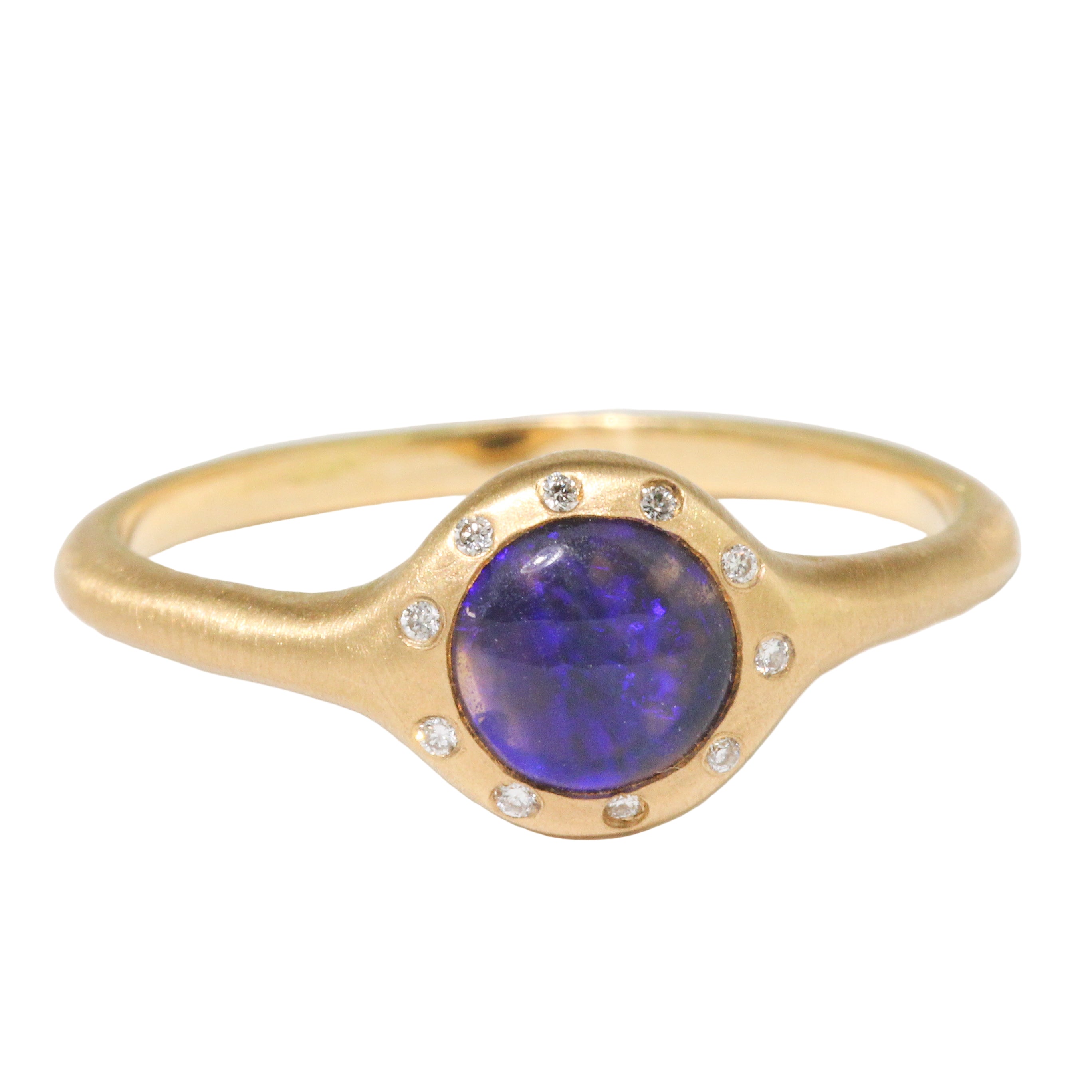 Australian Opal and Diamond Orbit Ring