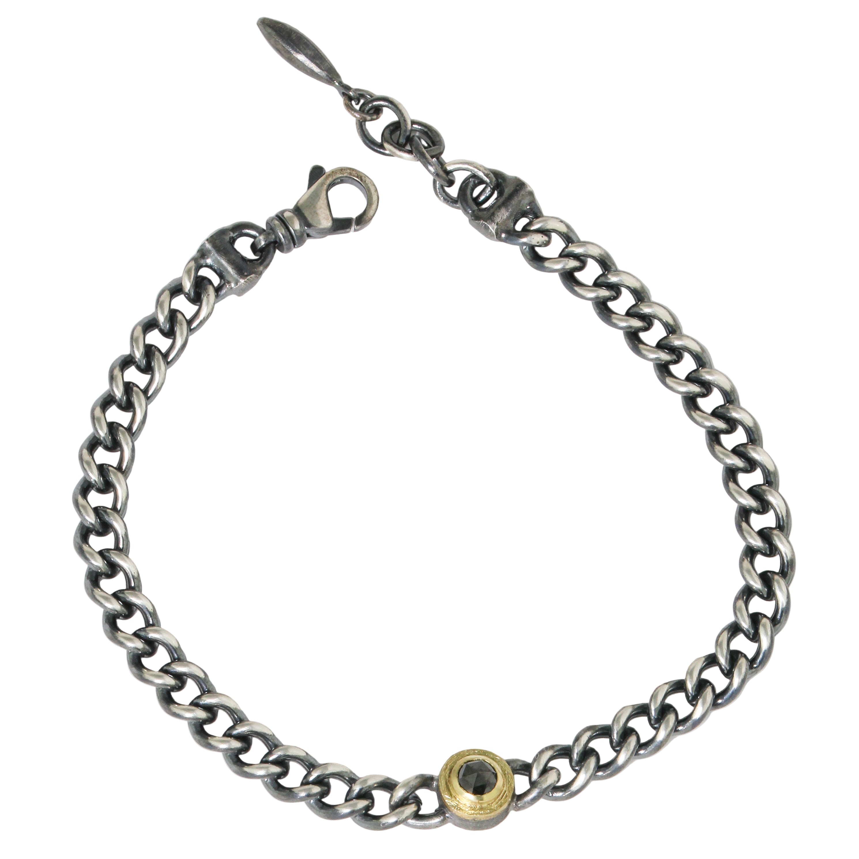 Rose Black Diamond Link Bracelet