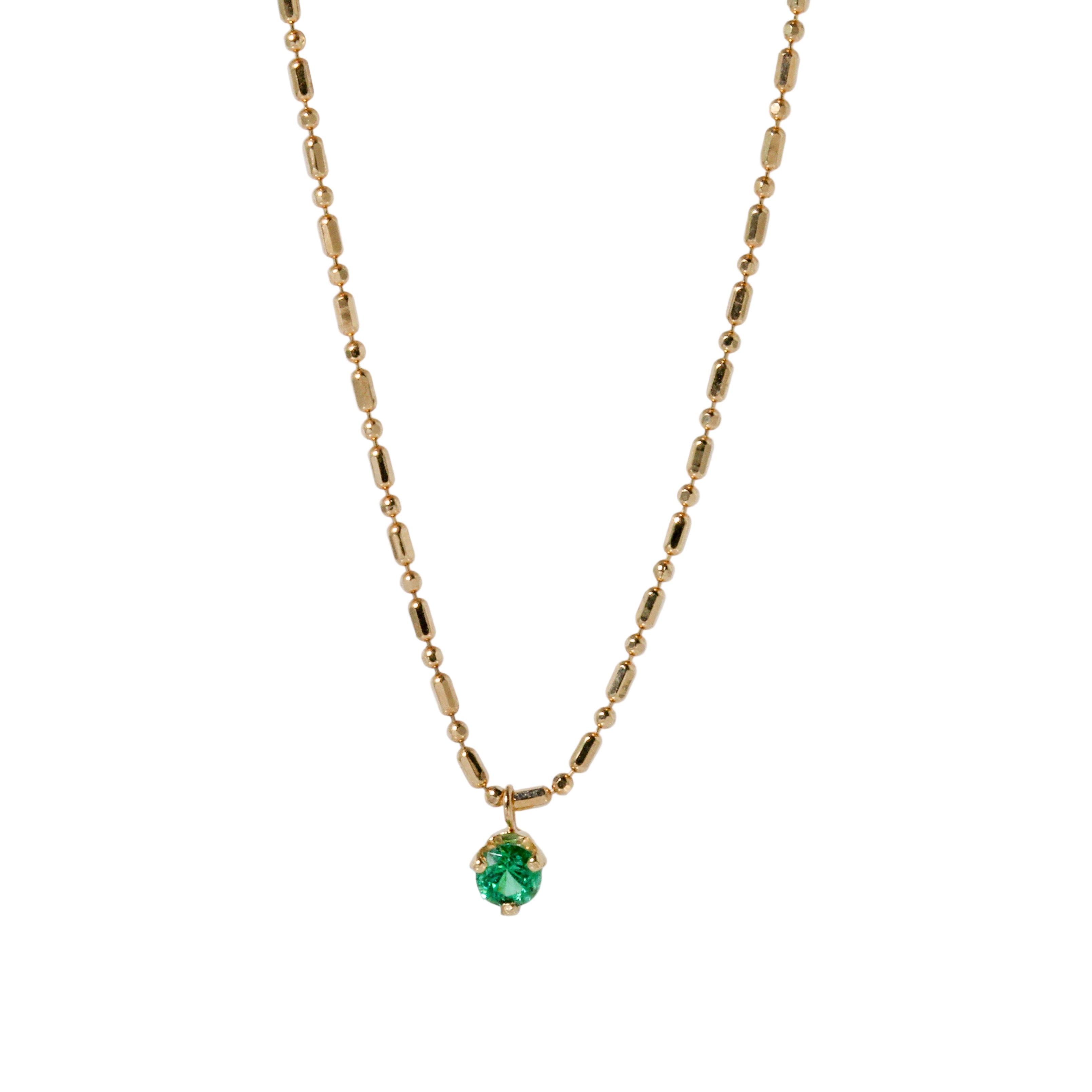 Prong Emerald on Tube Bar Necklace