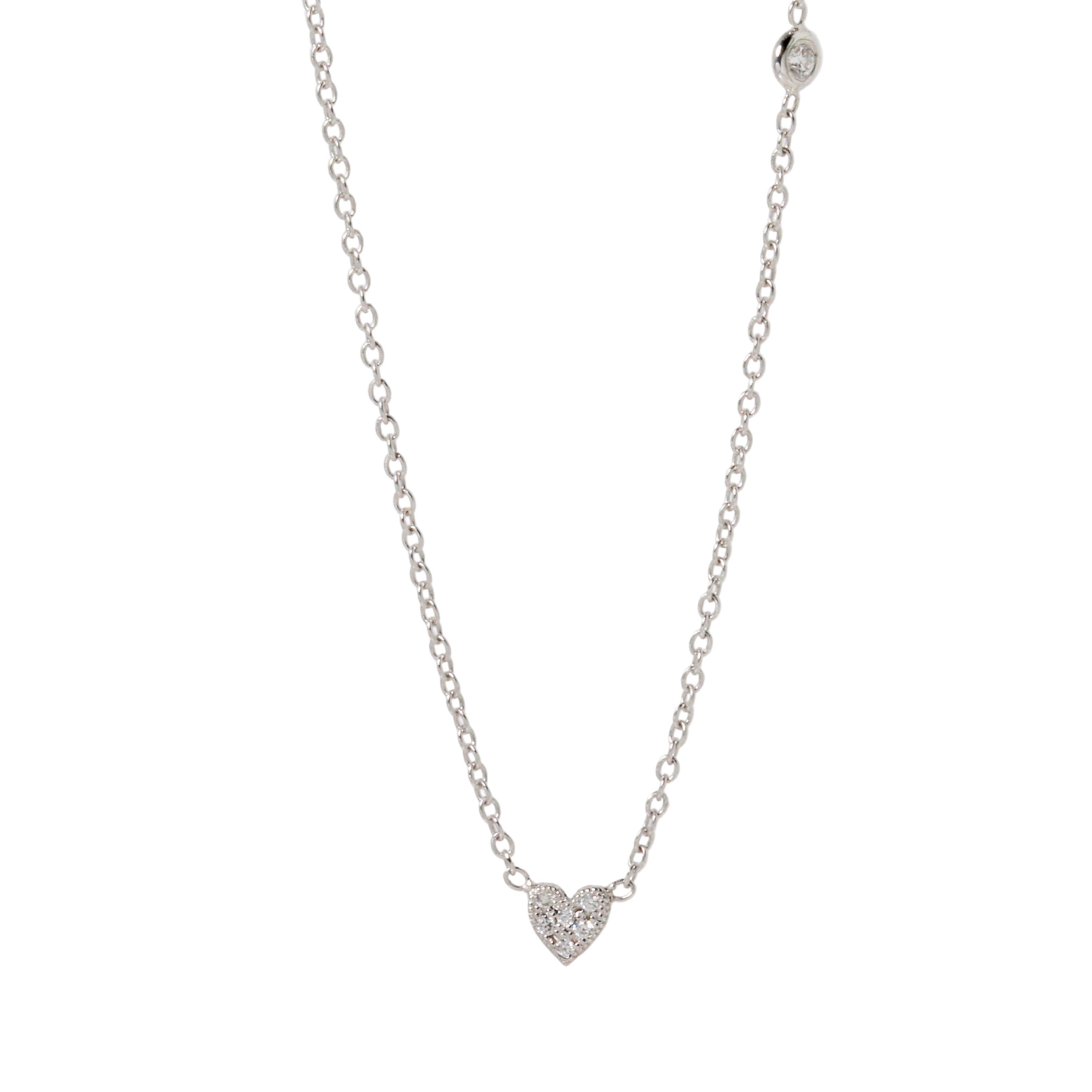 Pave Heart and Diamond Necklace