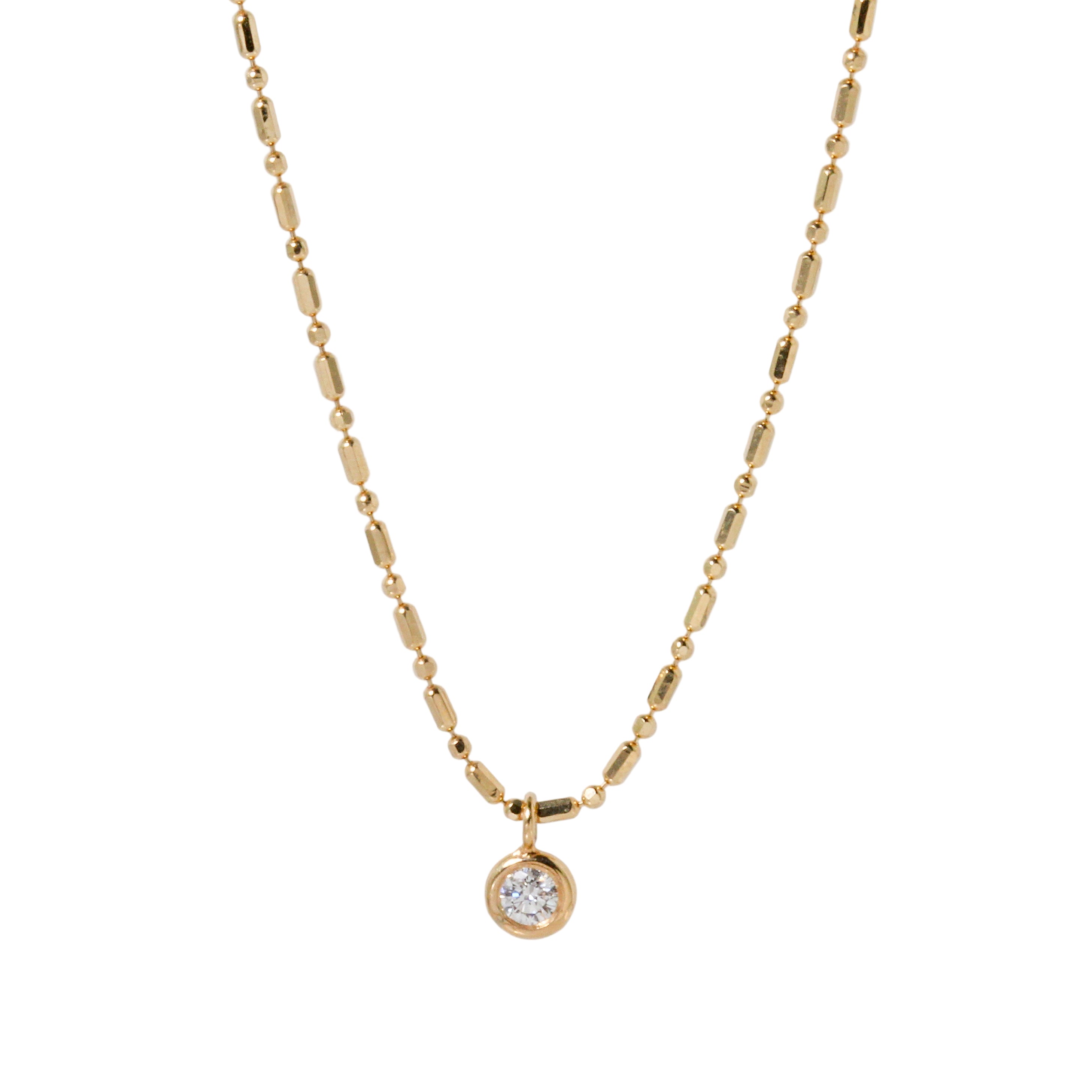 Floating Diamond on Tube Bead Necklace