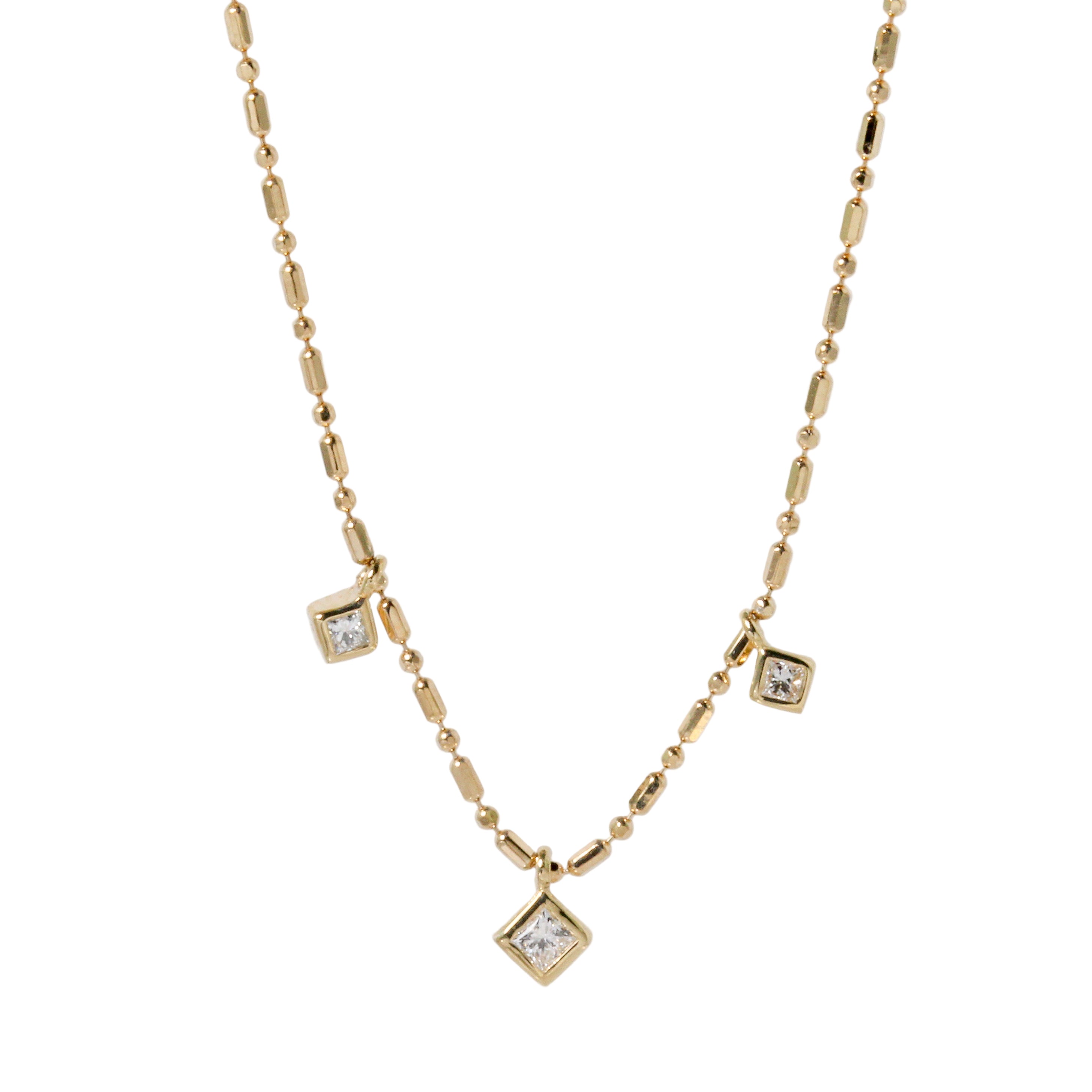Triple Princess Diamond Drop Necklace
