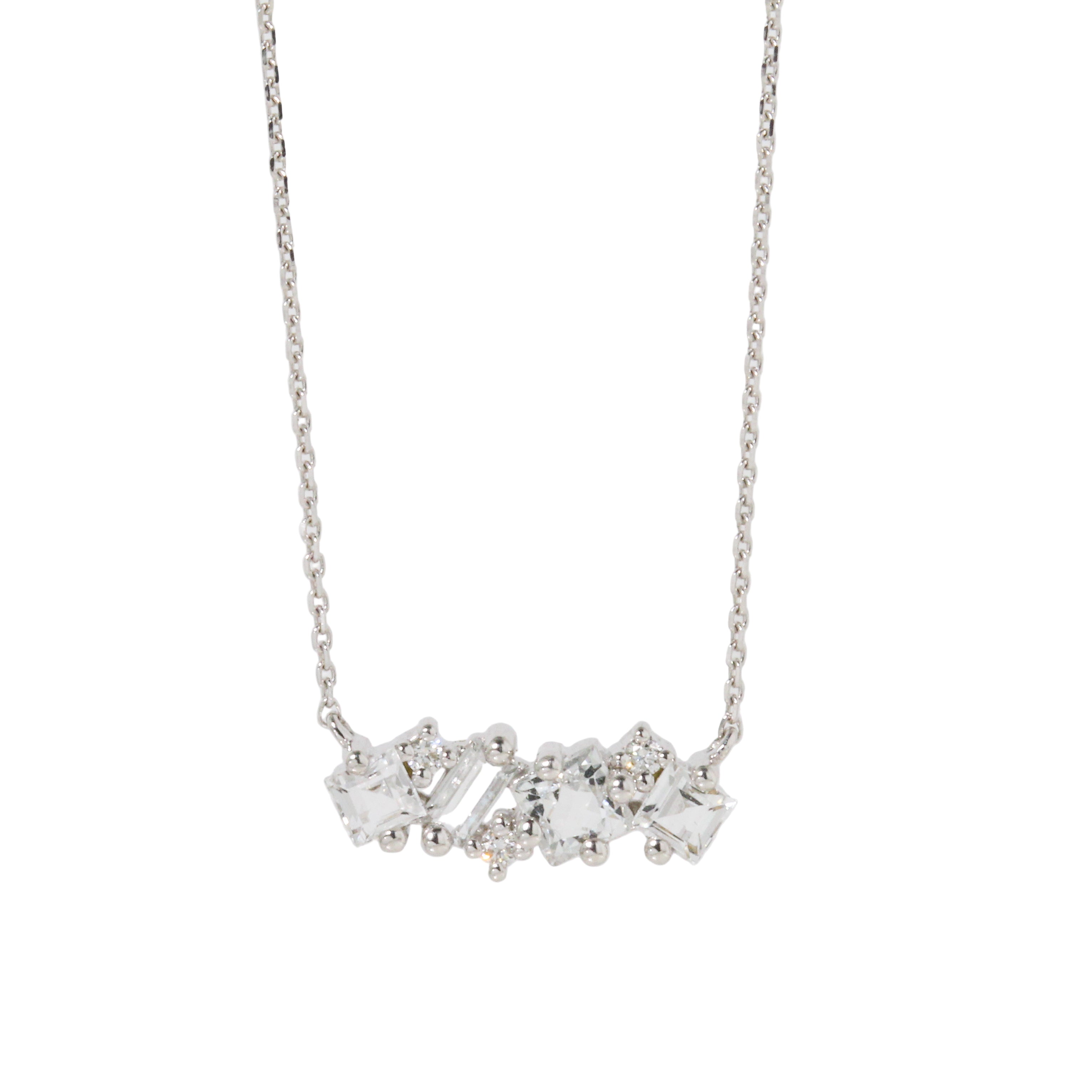 White Topaz Mix Bar Necklace