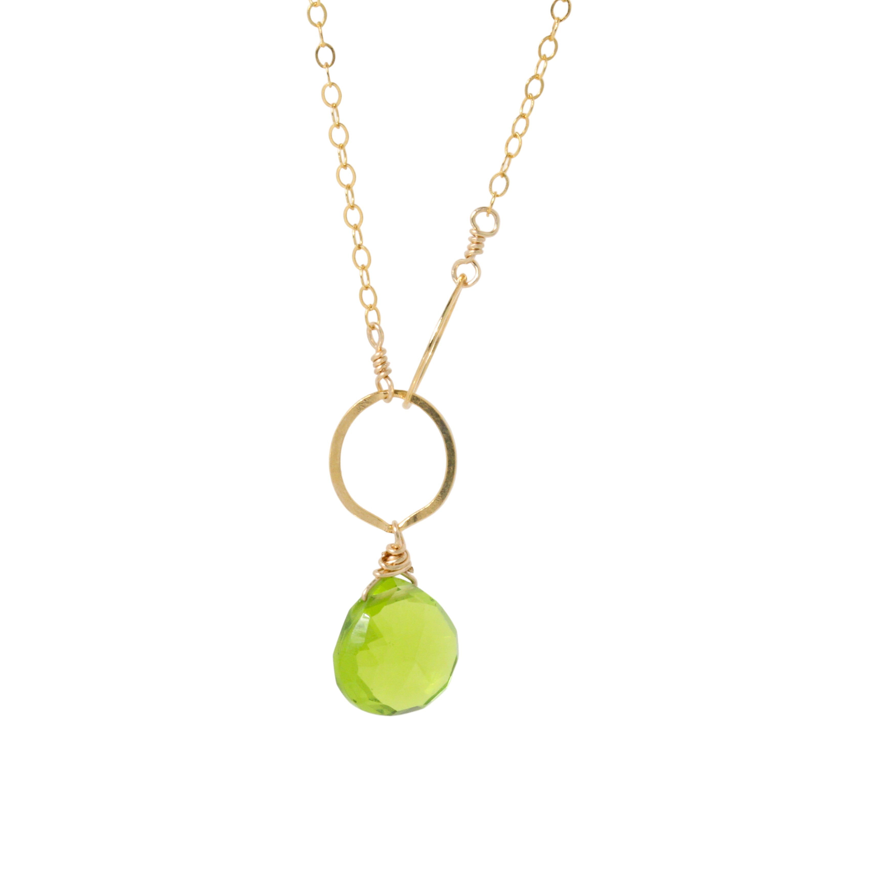Peridot Circle Drop Necklace