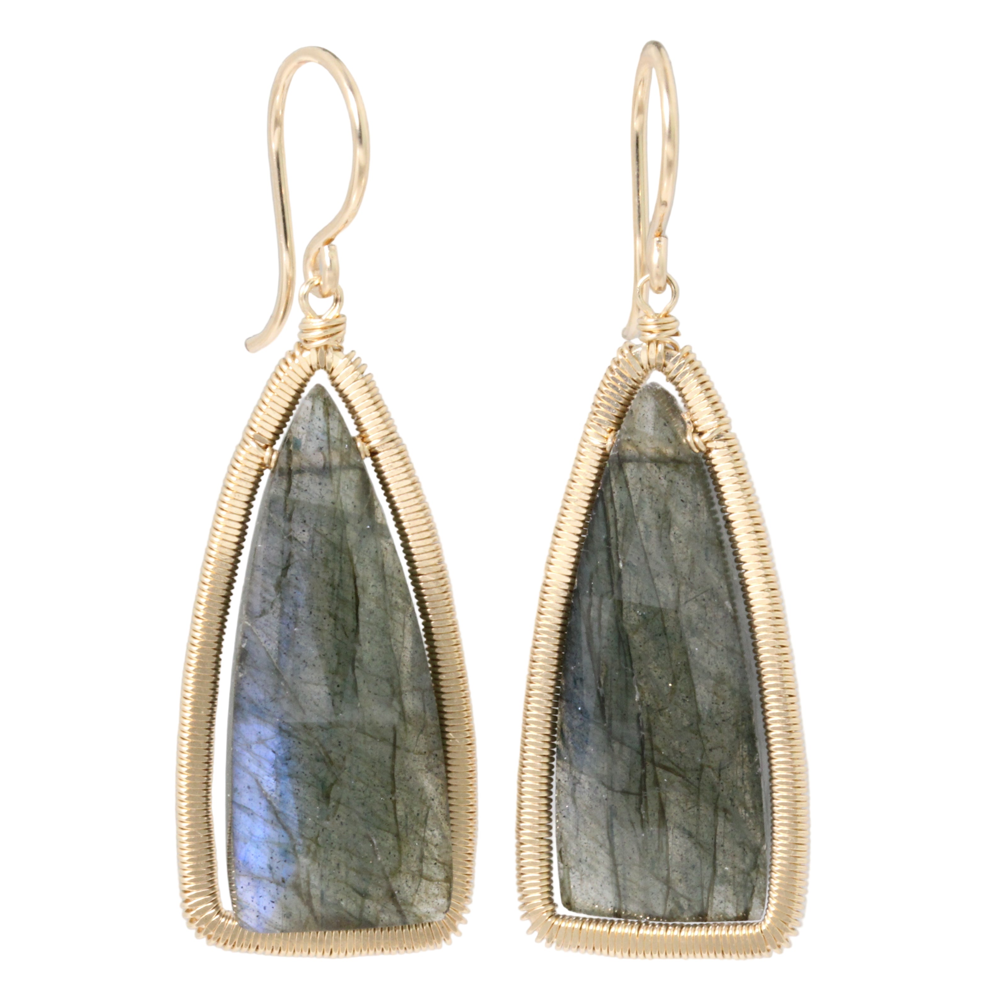 Labradorite Triangle Earrings