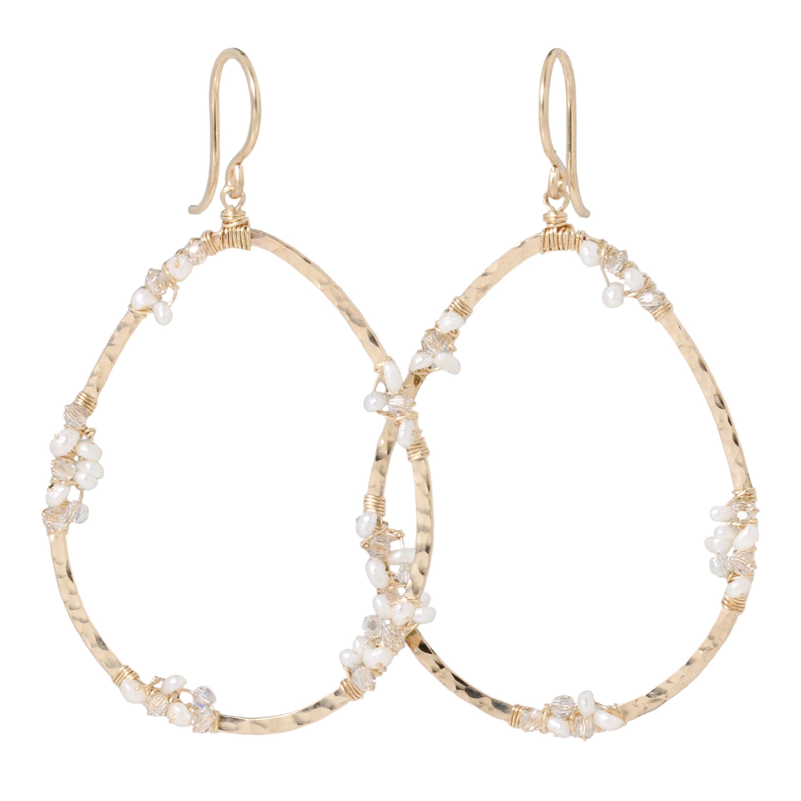 Pearl and Crystal Forward Hoop Earrings