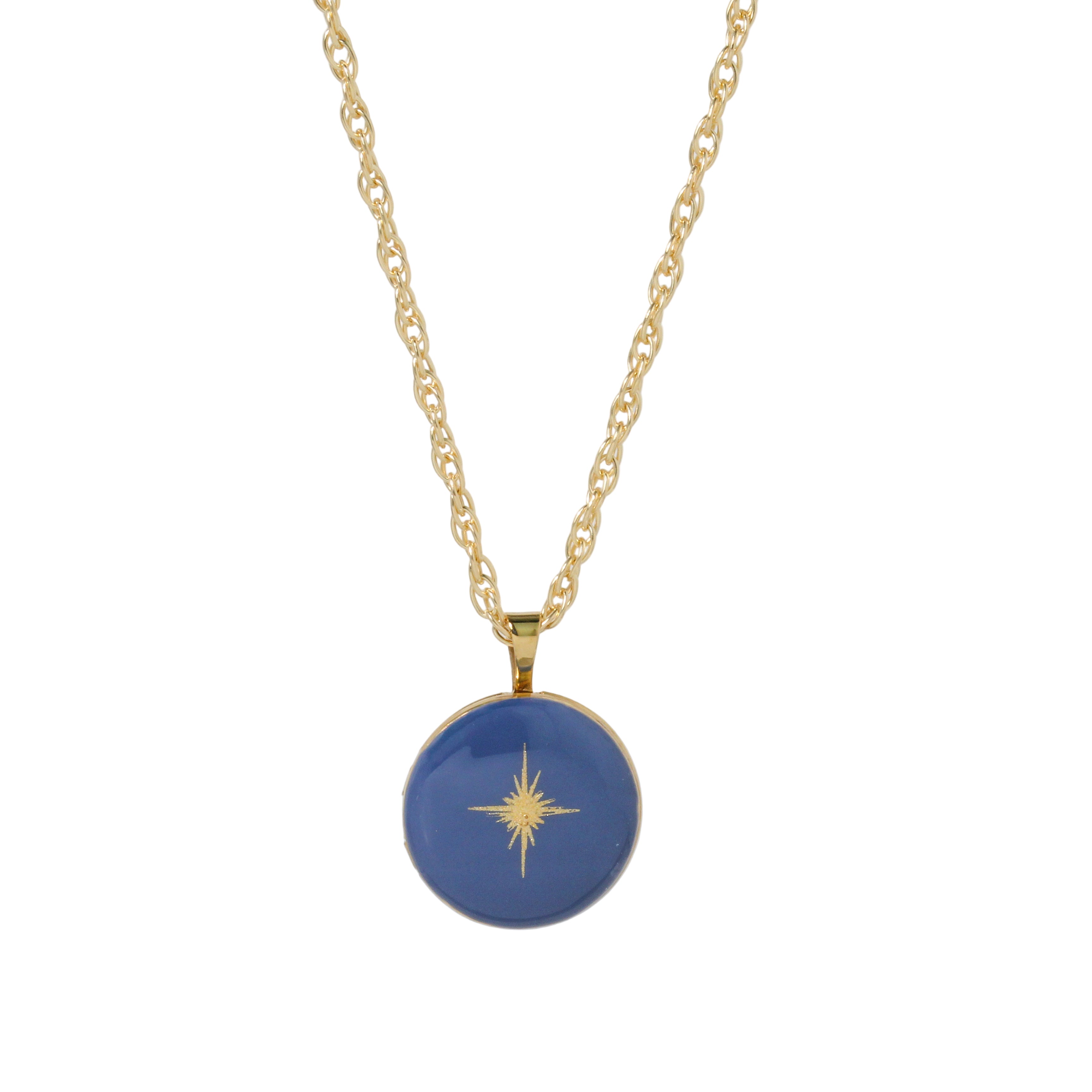Small North Star Enamel Locket Necklace