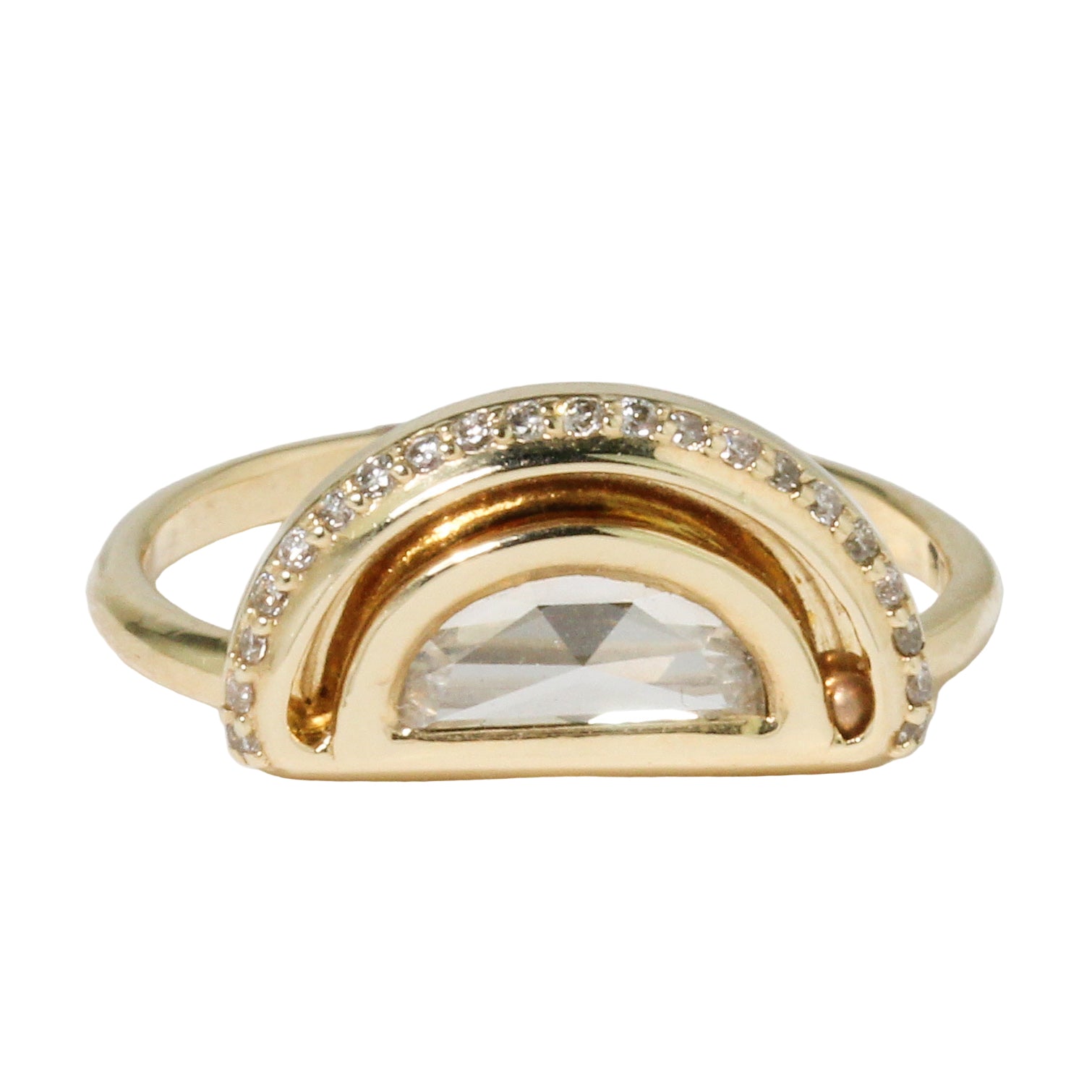 Half Moon Orbit Diamond Ring