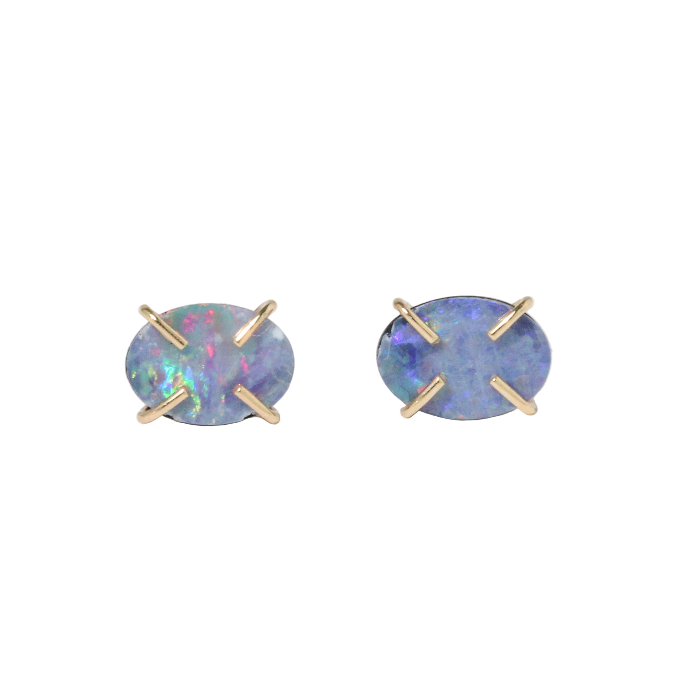 Australian Opal Prong Stud Earrings