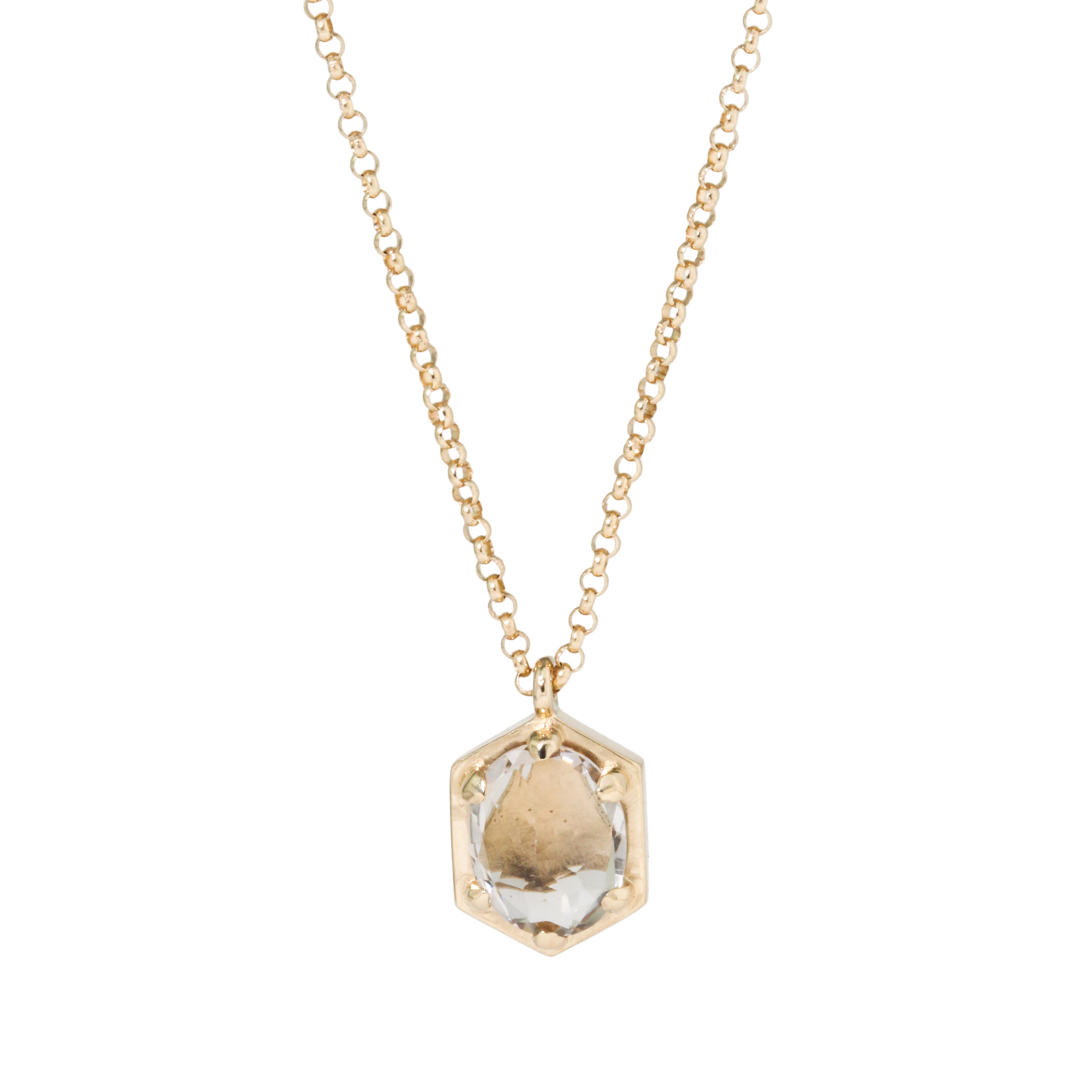 Champagne Quartz Hex Necklace