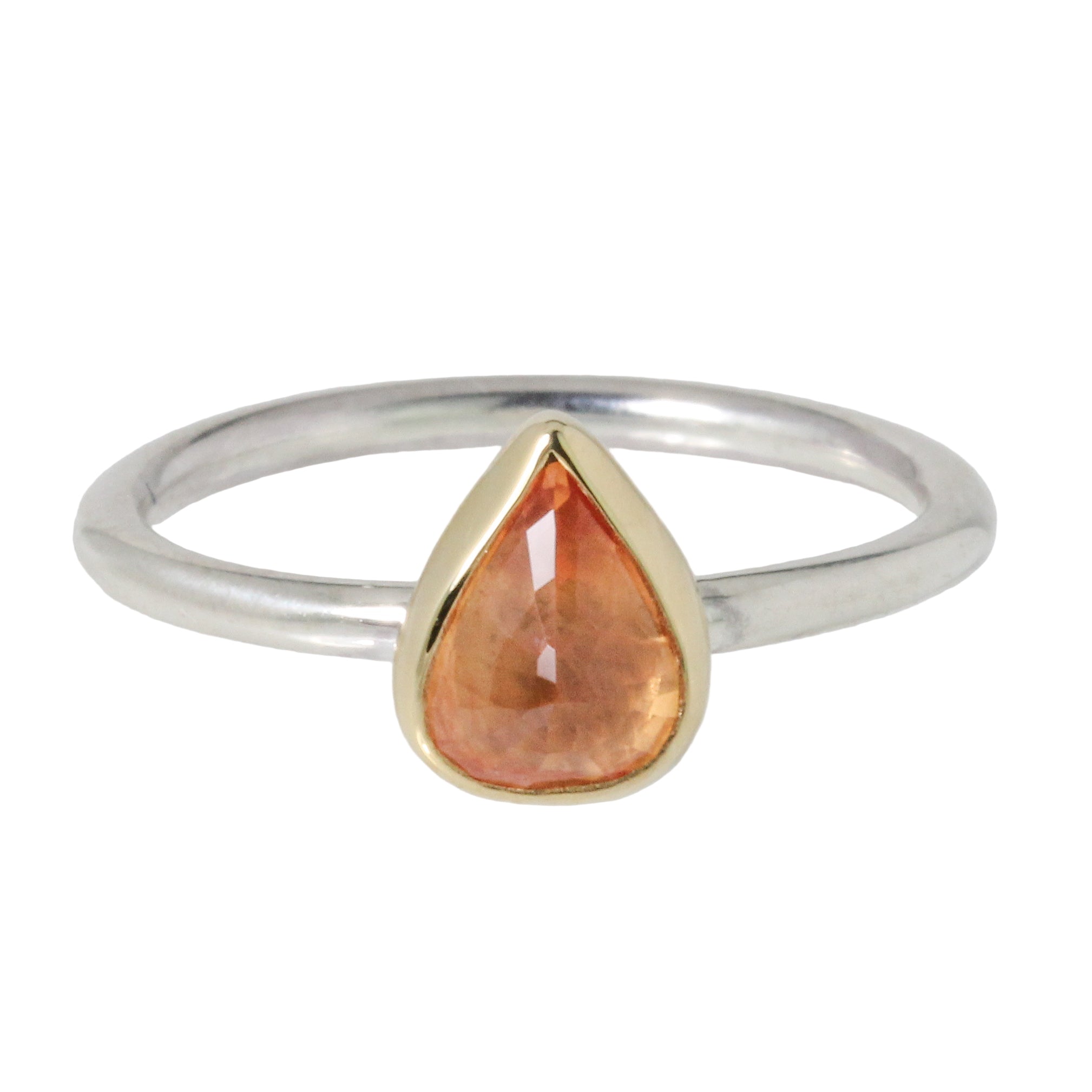 Teardrop Orange Sapphire Stacking Ring