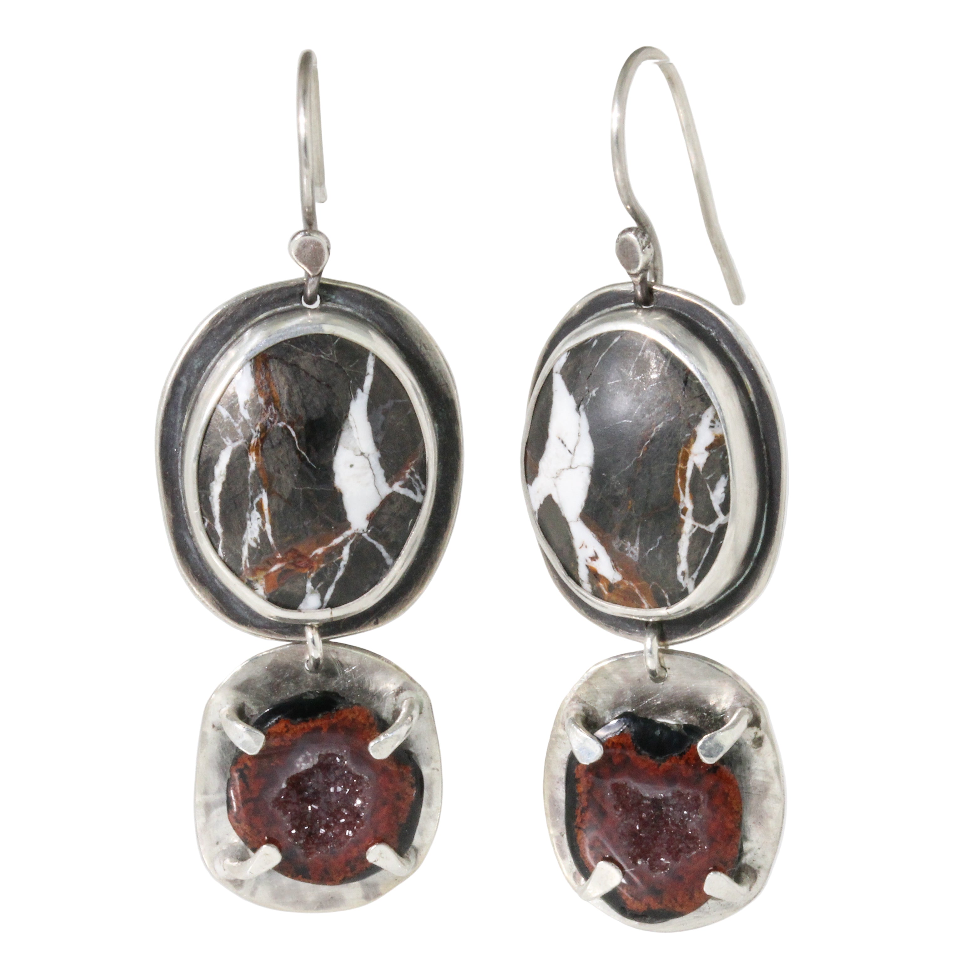 White Buffalo and Agate Earrings