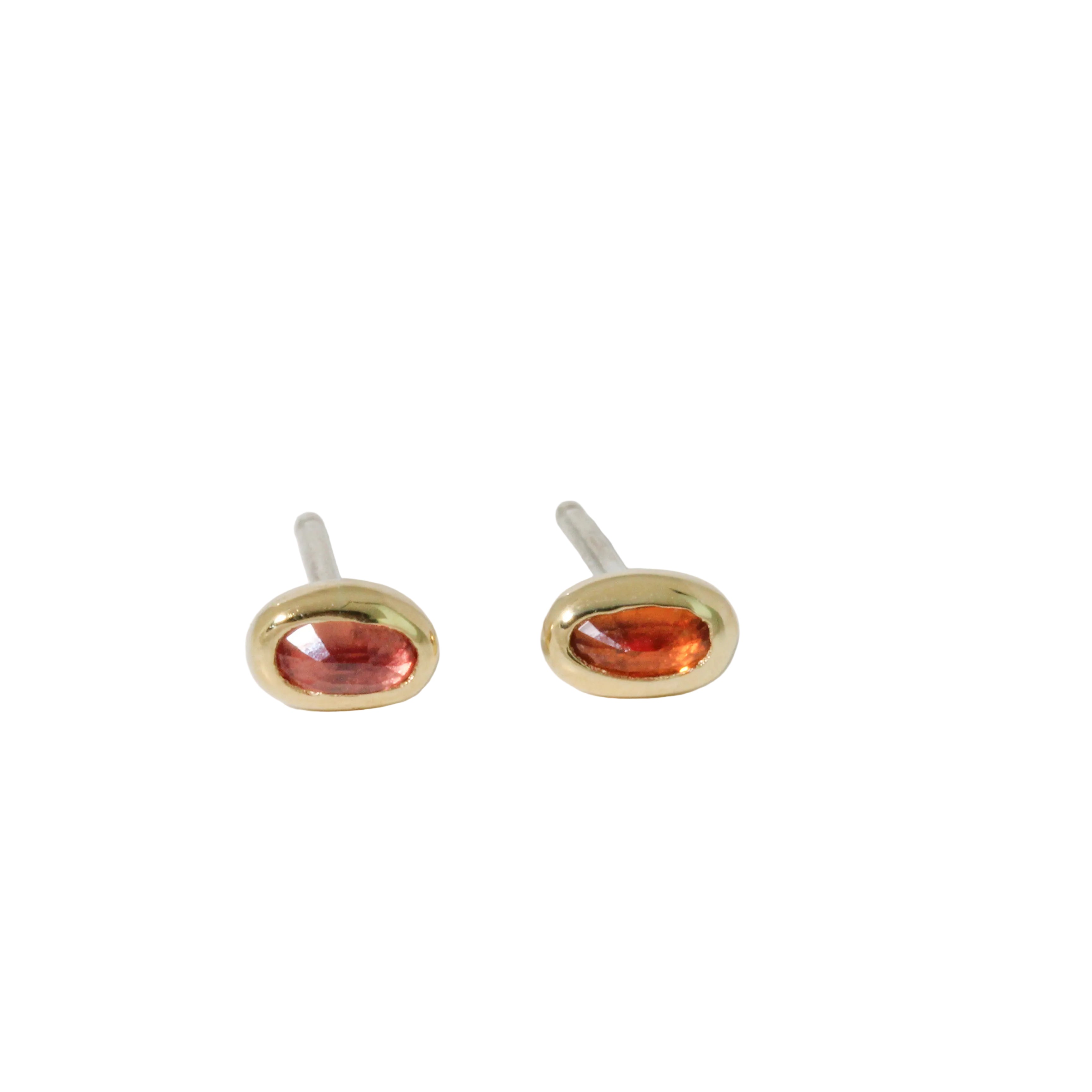 Orange Sapphire Sister Stud Earrings