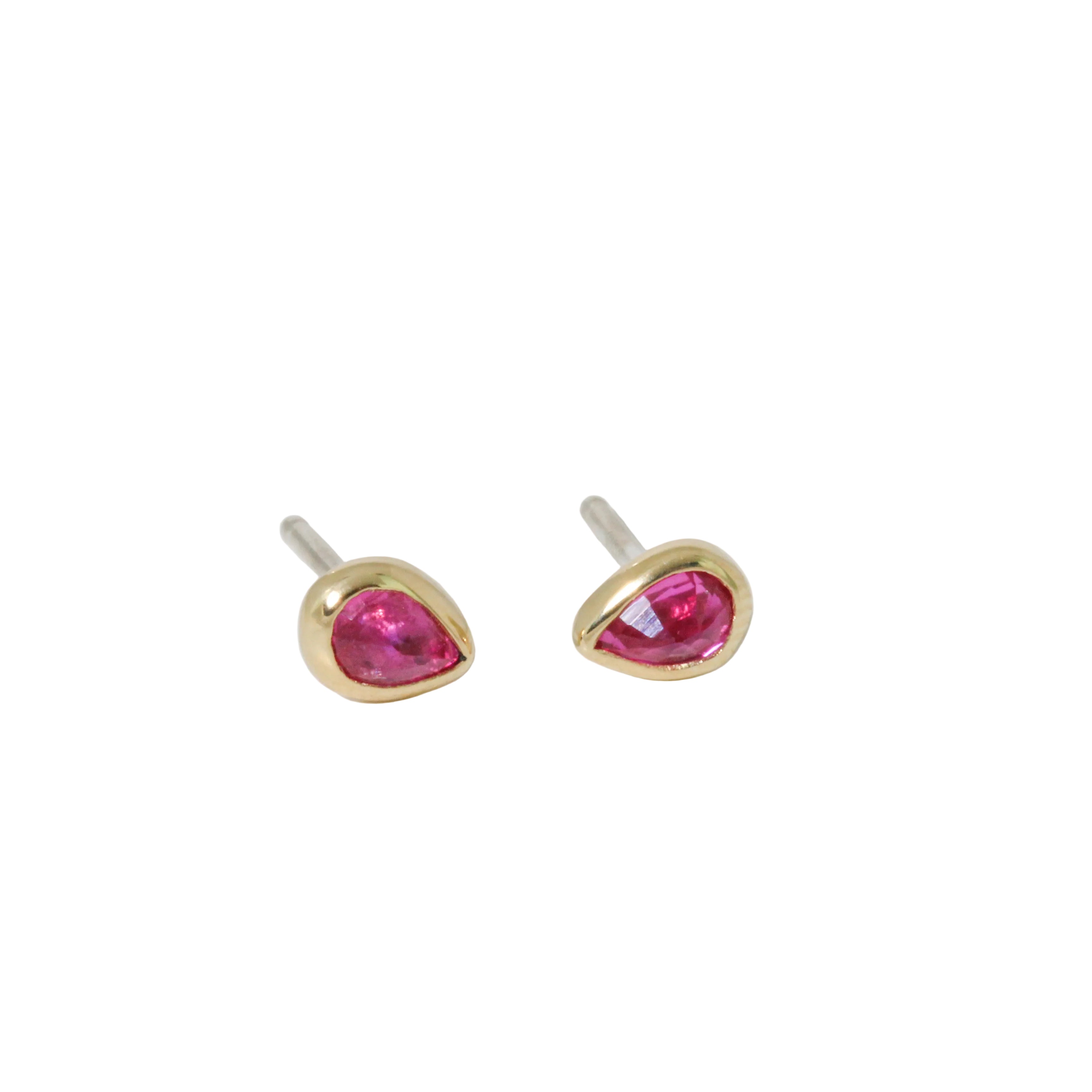 Teardrop Ruby Sister Stud Earrings