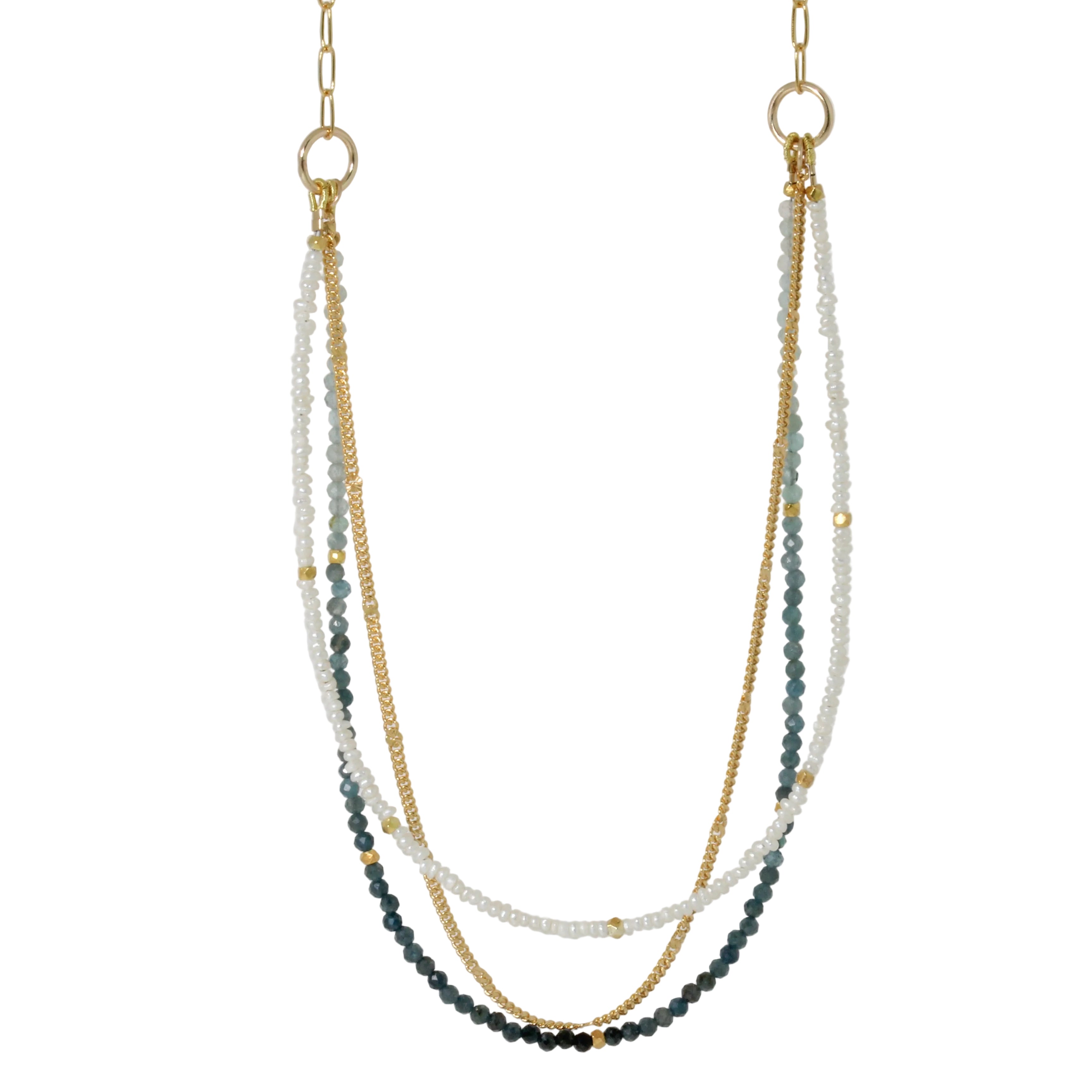 Oasis Pearl and Grandidierite Necklace