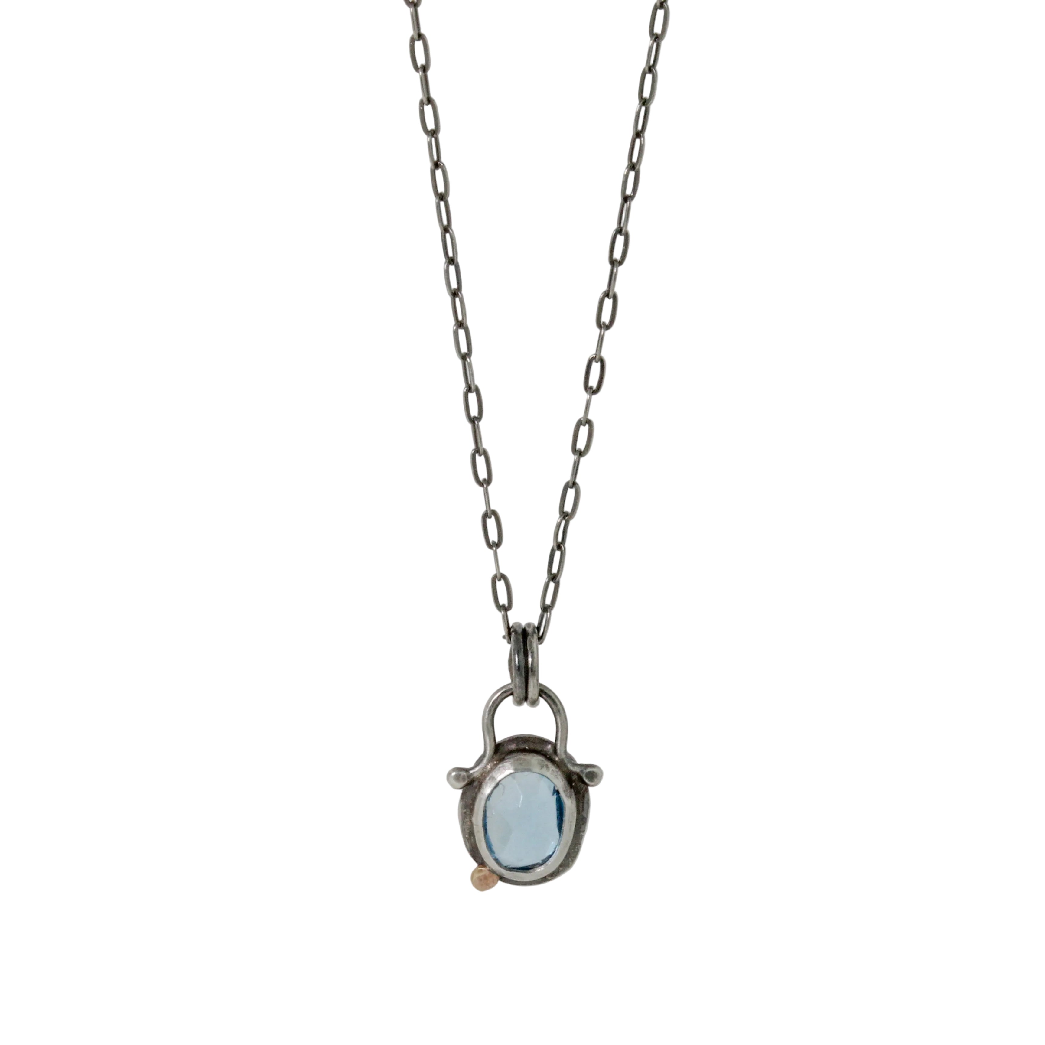 Tiny Faceted Sky Blue Topaz Necklace