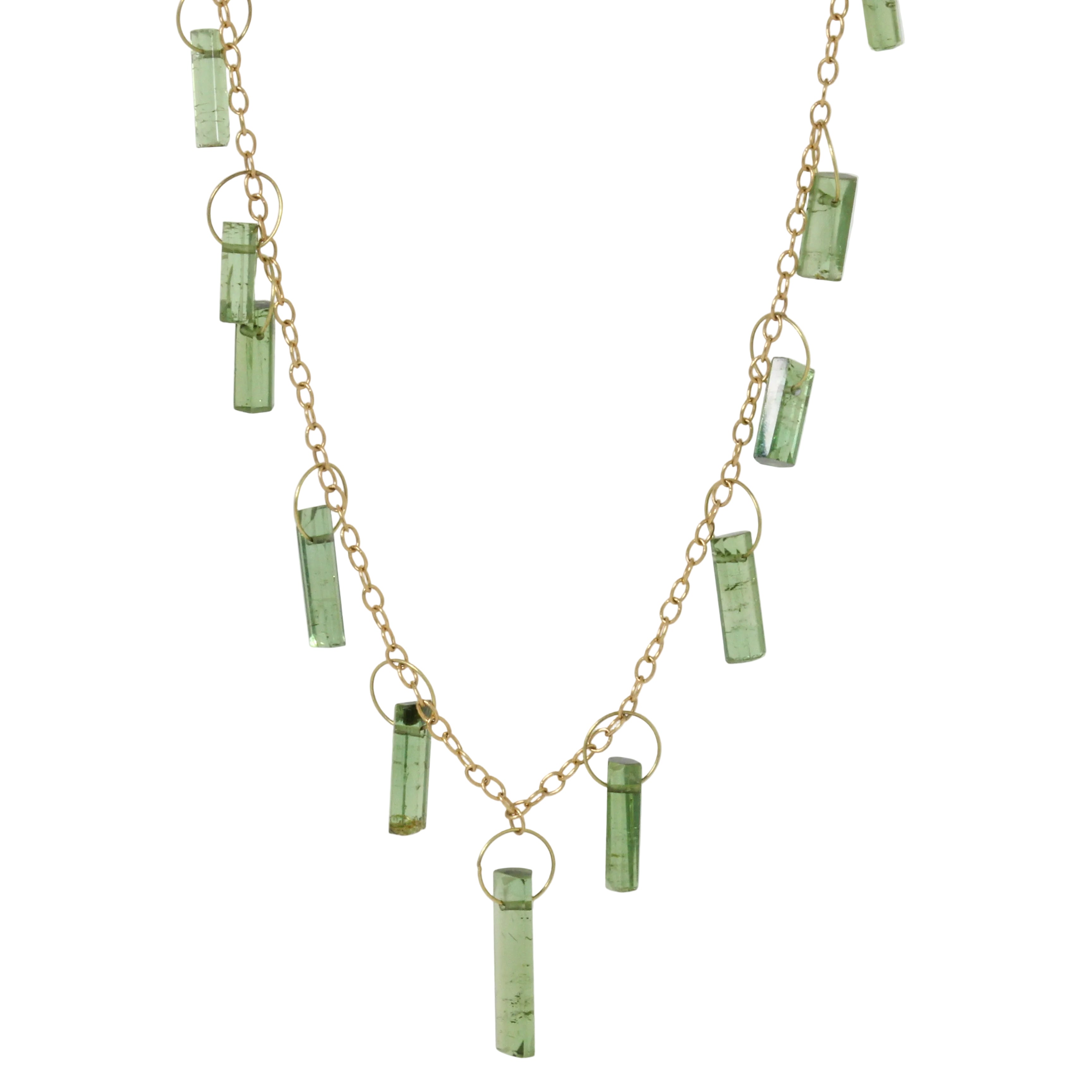 Green Tourmaline Bunches Necklaces