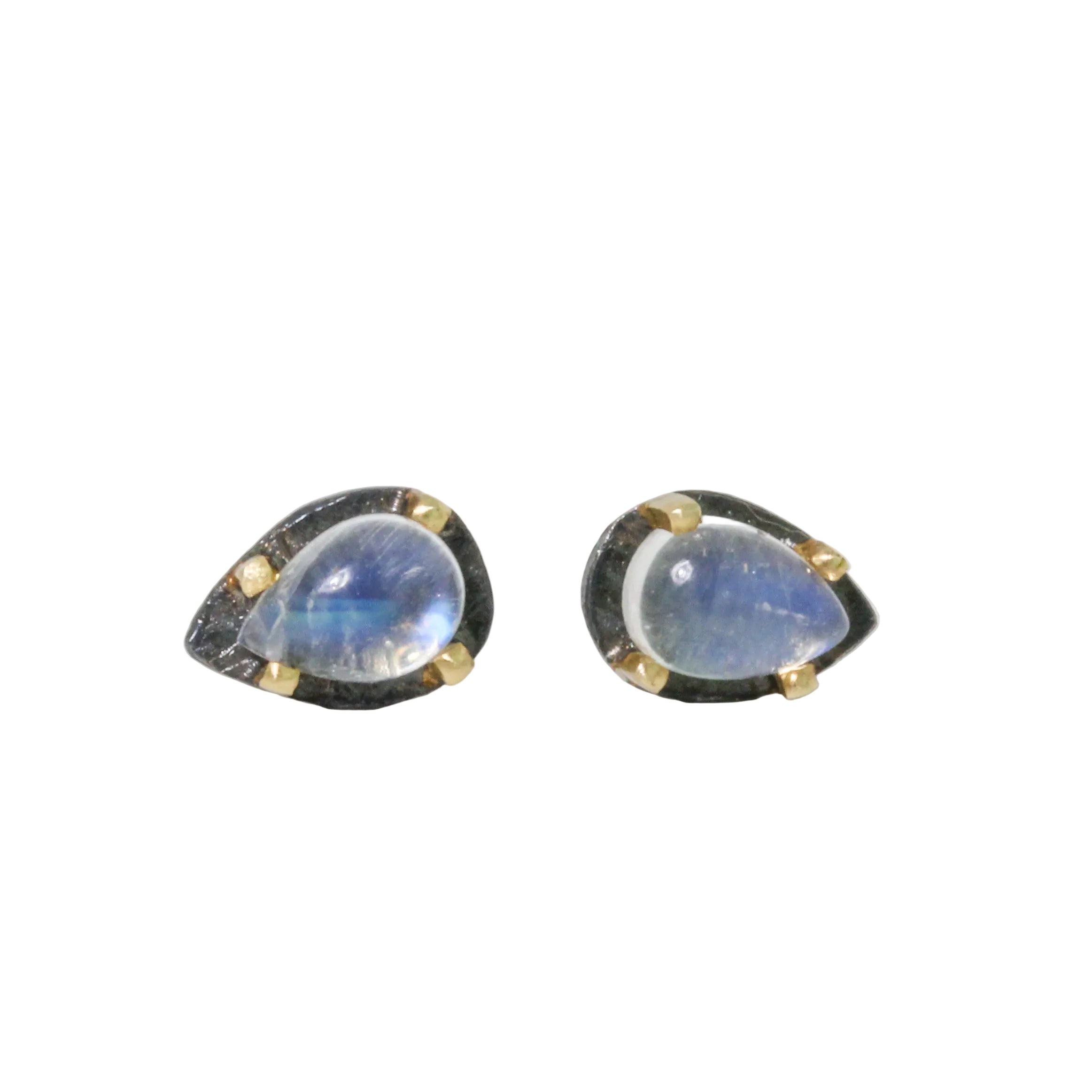 Rainbow Moonstone Teardrop Post Earrings