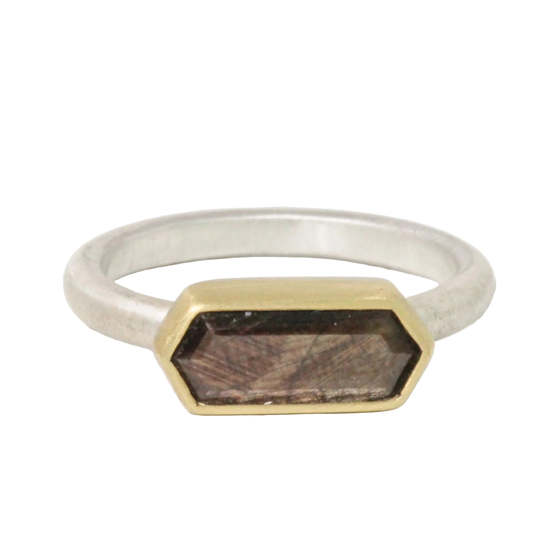 Brown Sapphire Hex Ring