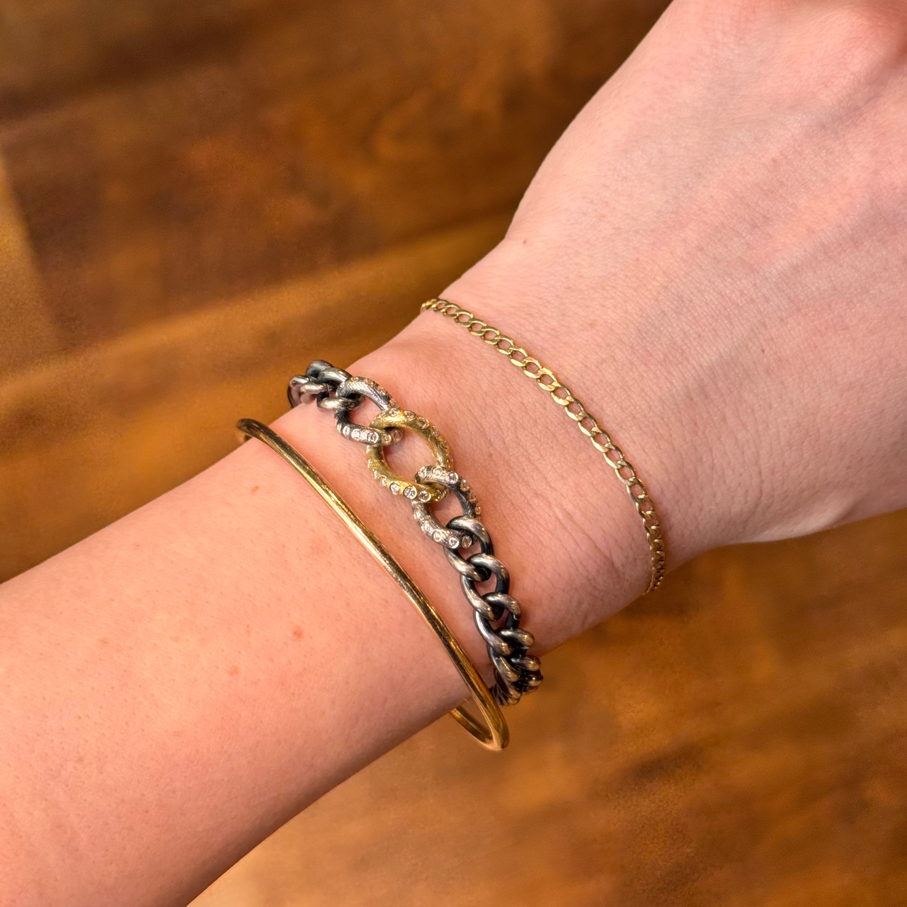 Curbed Diamond Link Bracelet