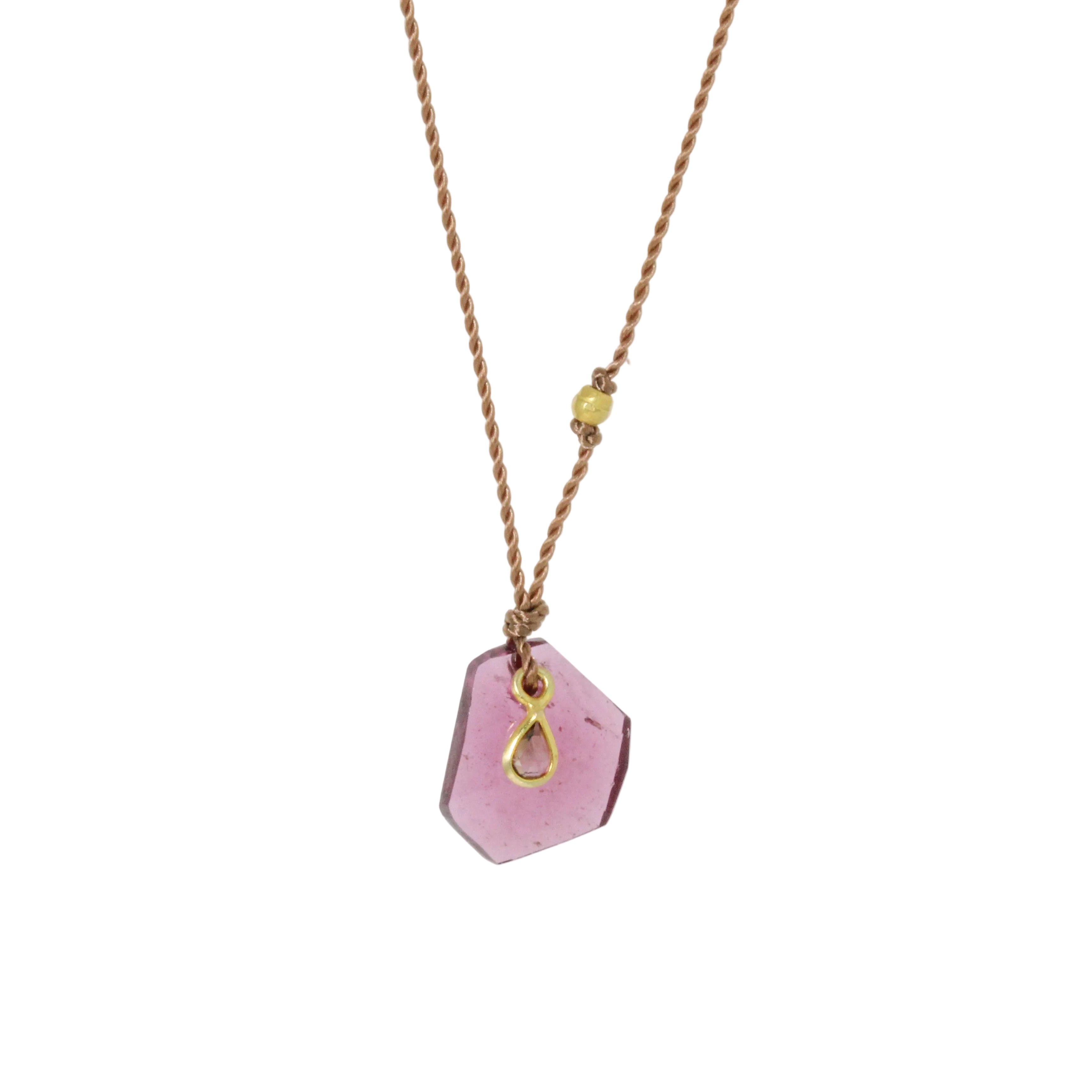 Pink Tourmaline + Diamond Necklace