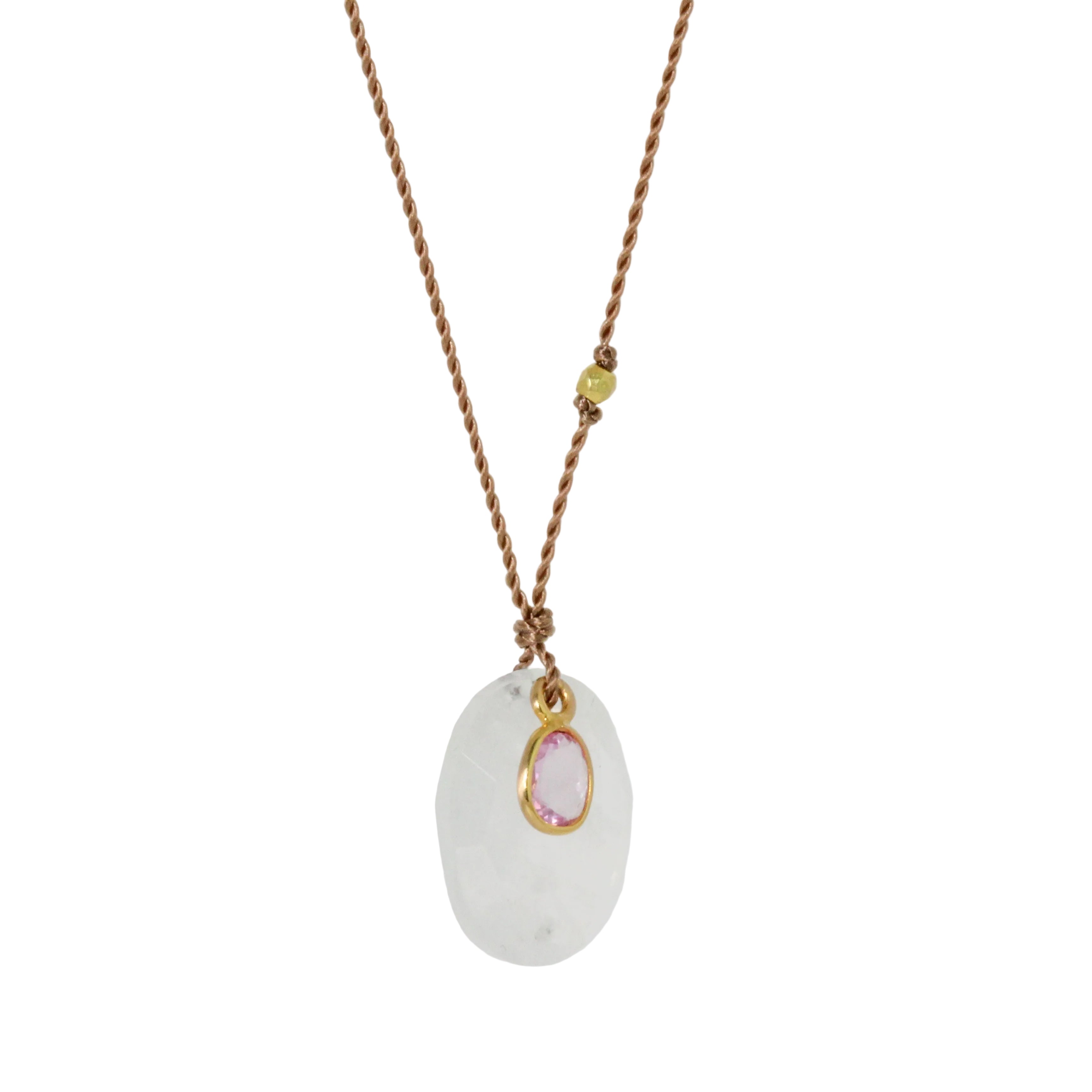 Rainbow Moonstone + Pink Sapphire Necklace