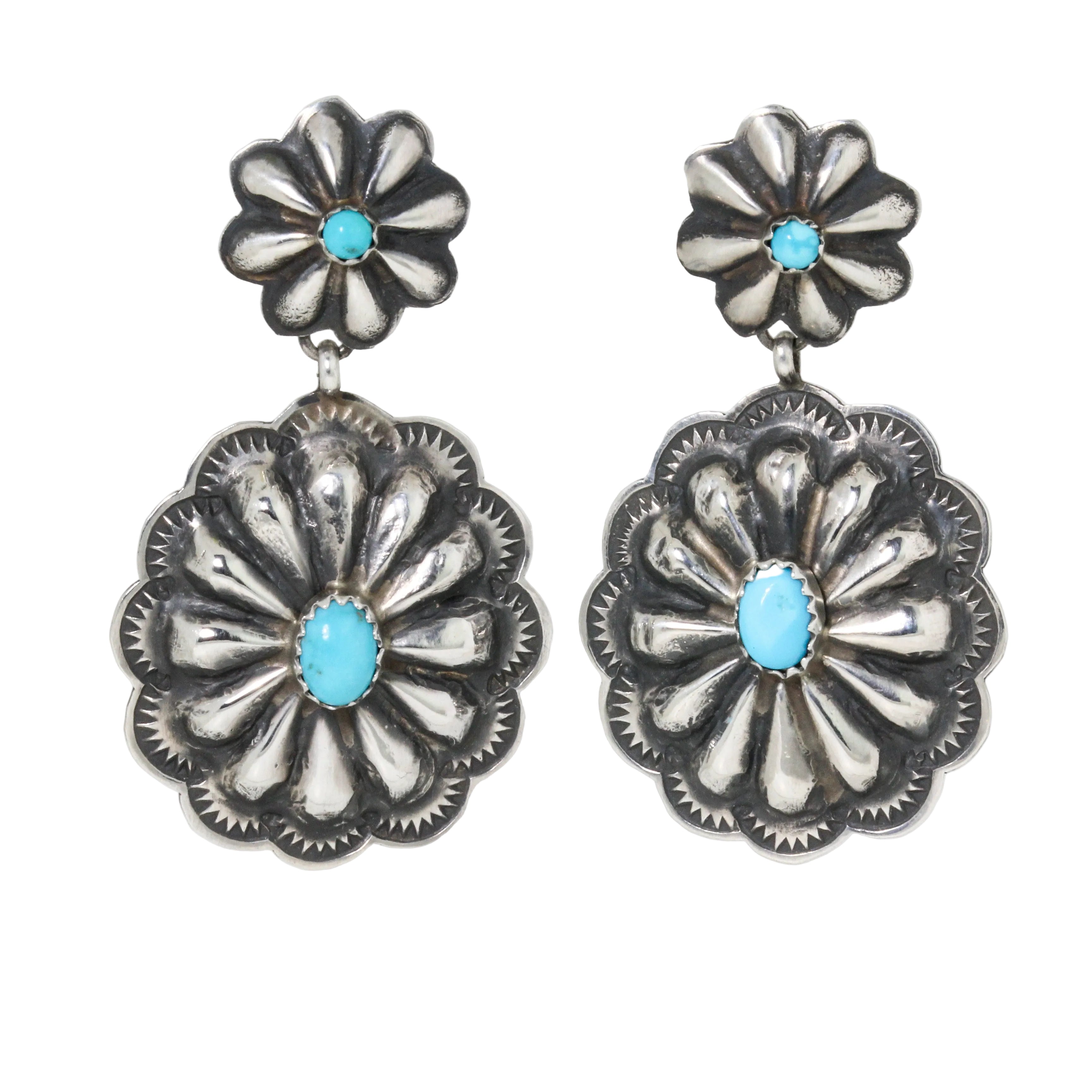 Turquoise Double Conch Earrings by Rita Lee