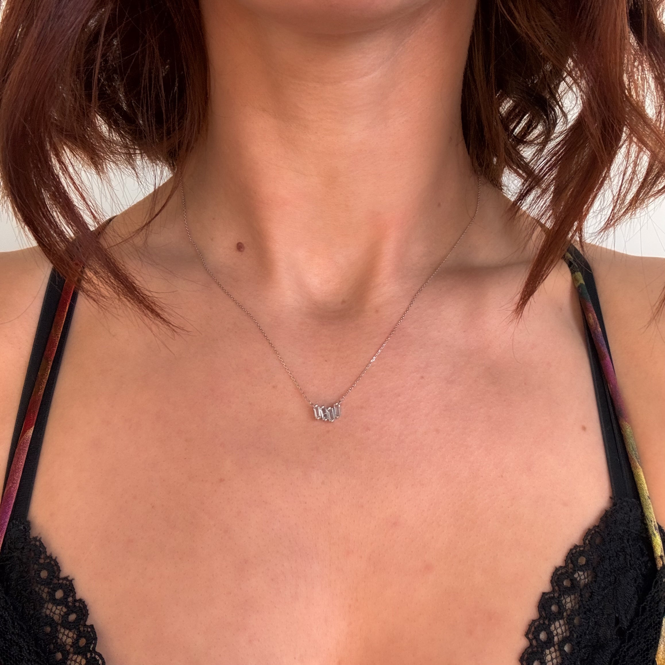 Blue Topaz Stone Step Necklace