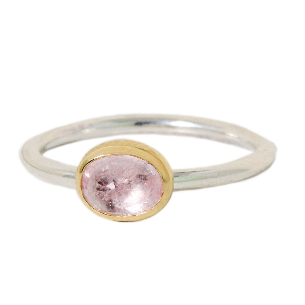 Light Pink Oval Sapphire Stacking Ring