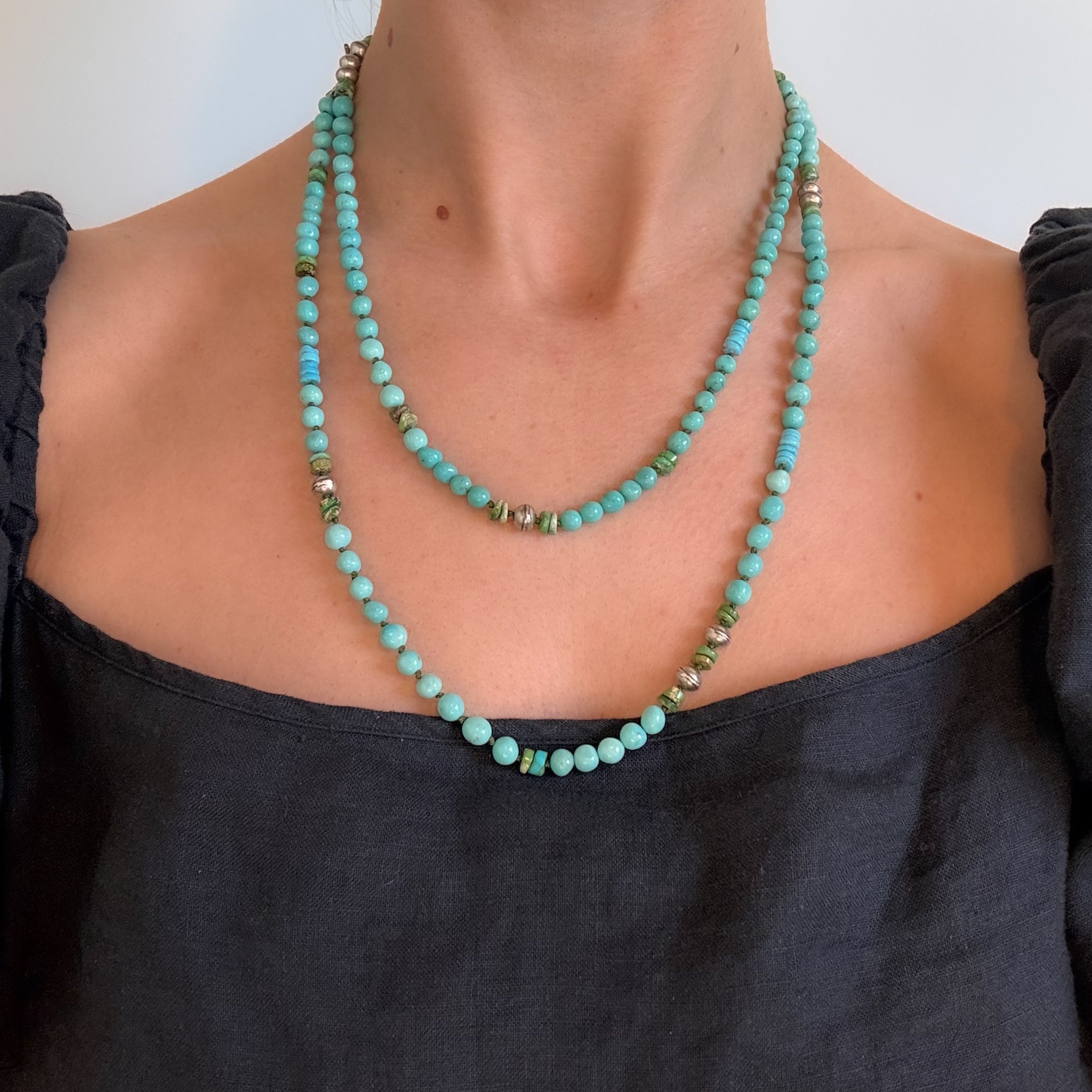 Extra Long Mixed Blue Ridge Turquoise Necklace