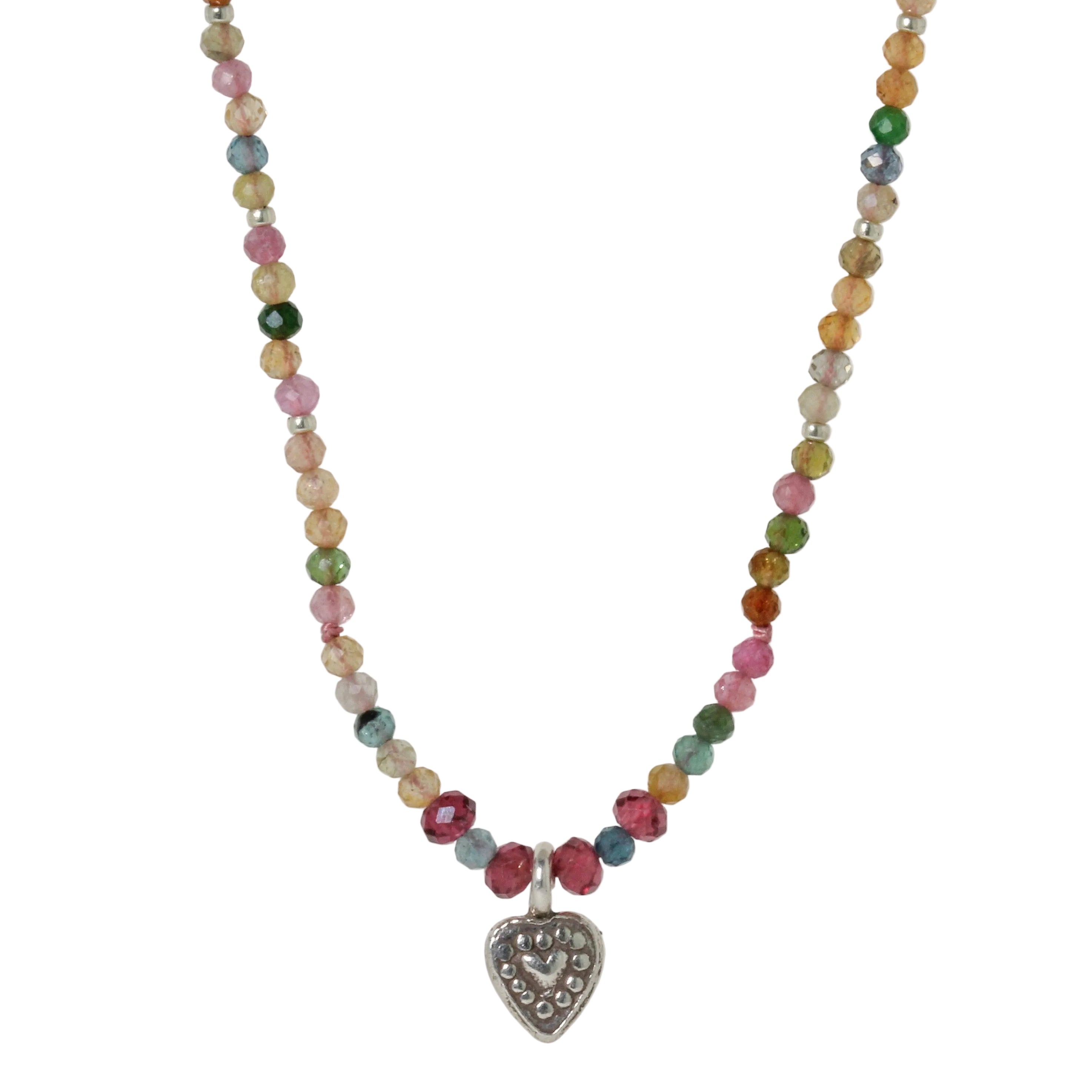 Watermelon Tourmaline Heart Charm Necklace