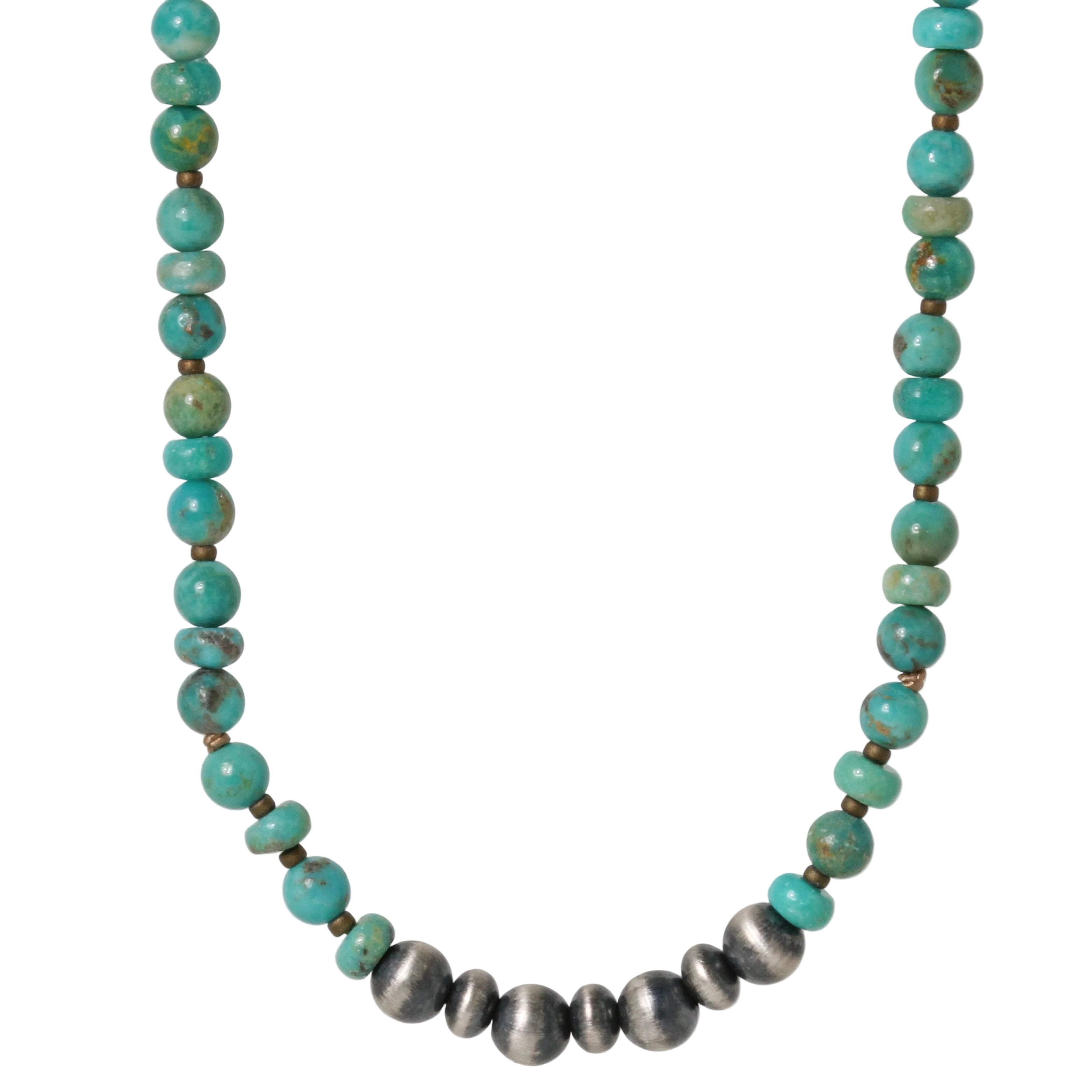 Round Turquoise + Navajo Pearl Necklace