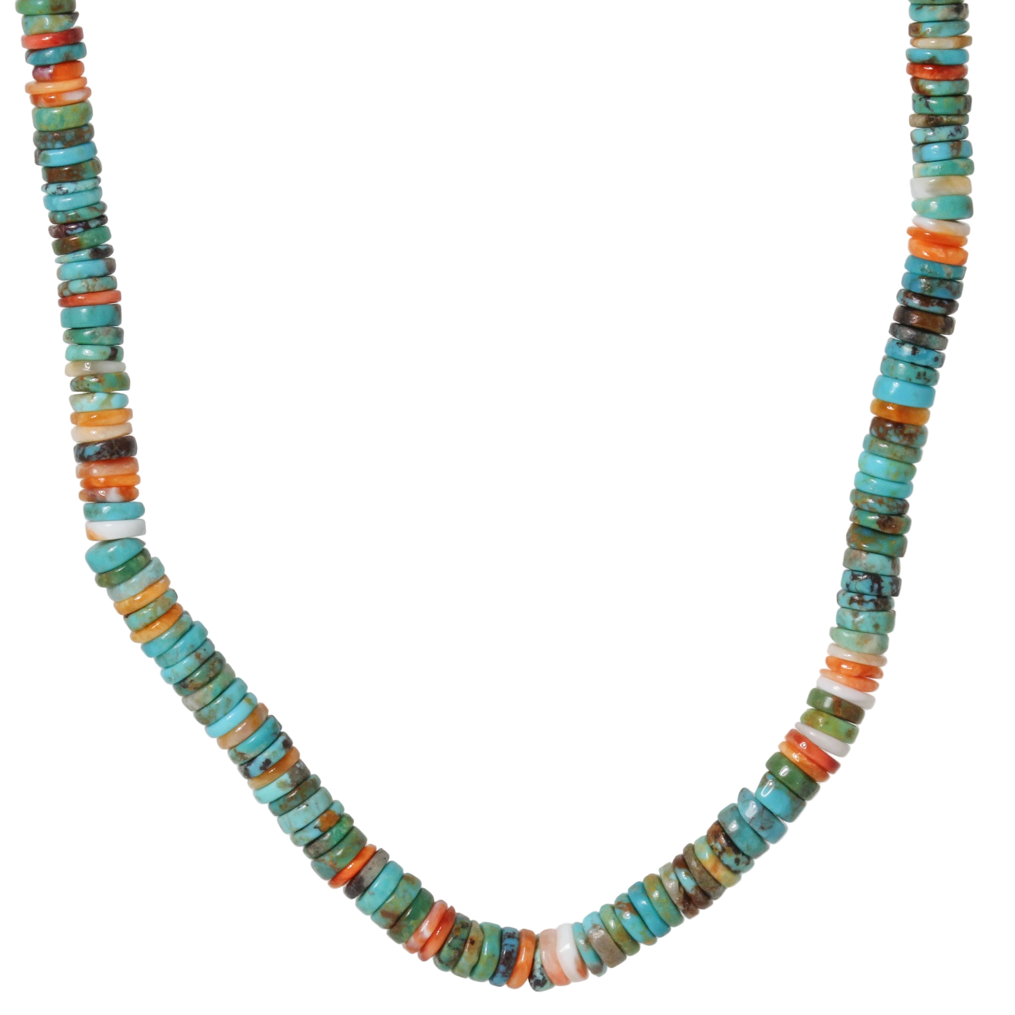 Heishi Turquoise + Spiny Oyster Shell Necklace