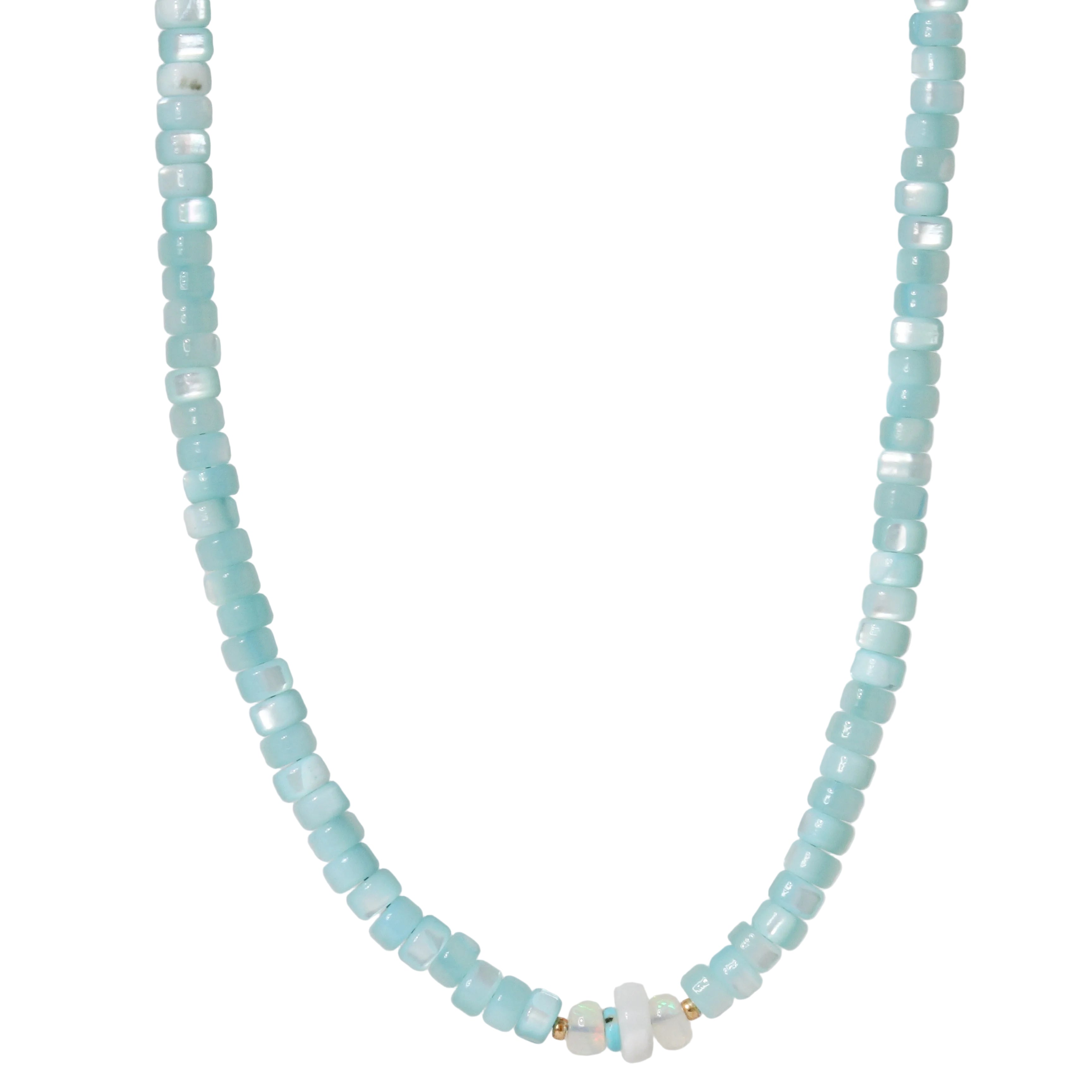 Blue Mother of Pearl + Opal Necklace