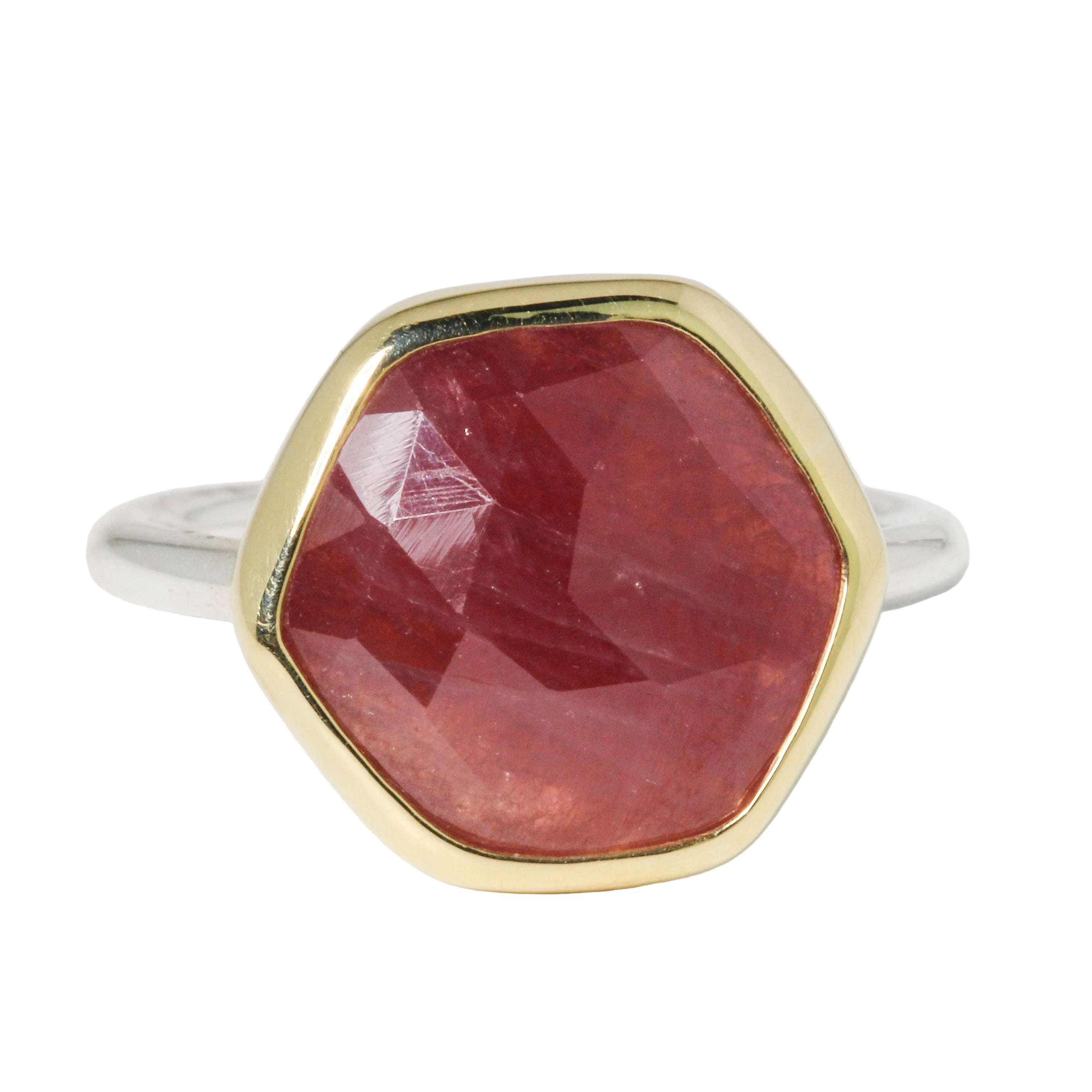 Red Hex Sapphire Ring