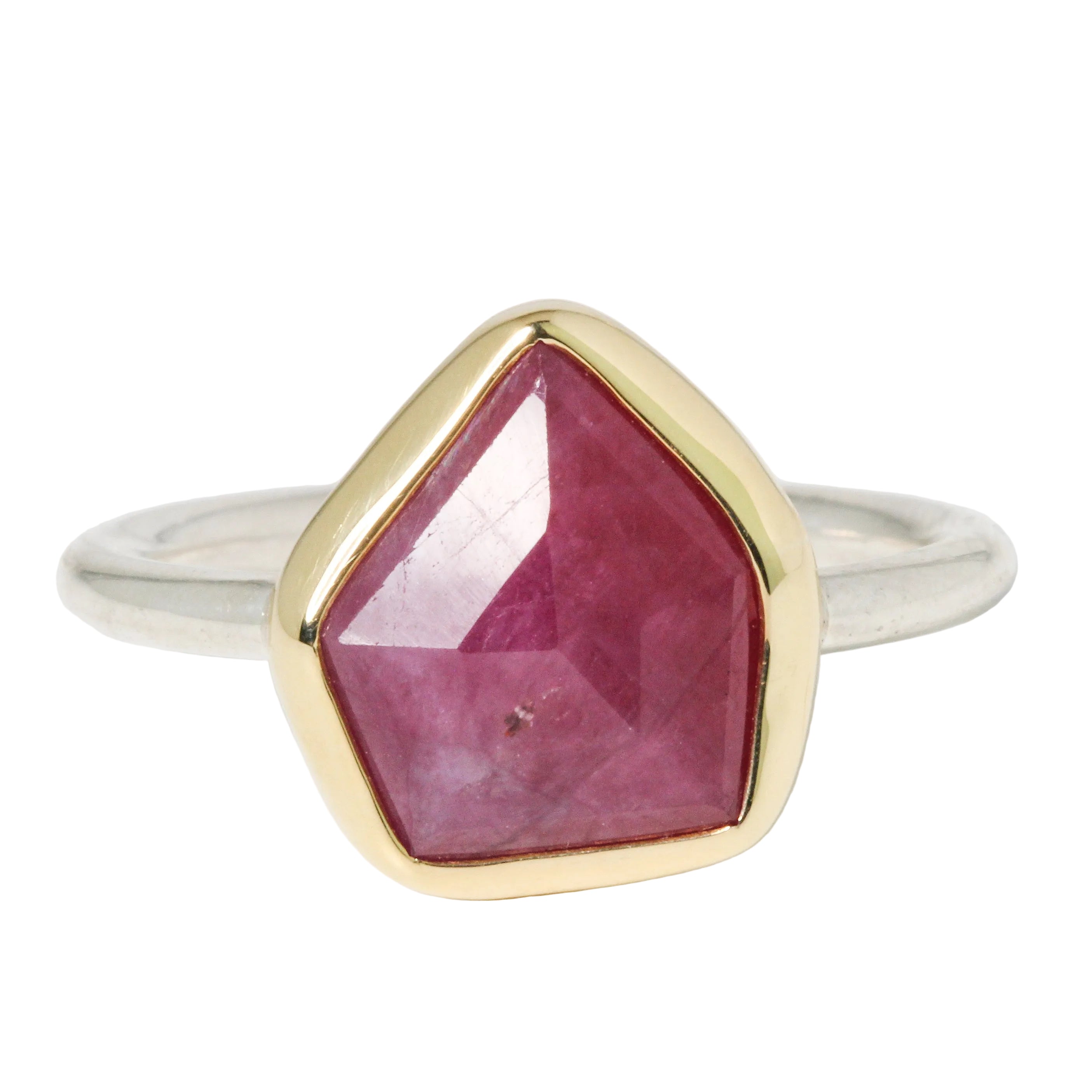 Asymmetrical Pink Sapphire Ring