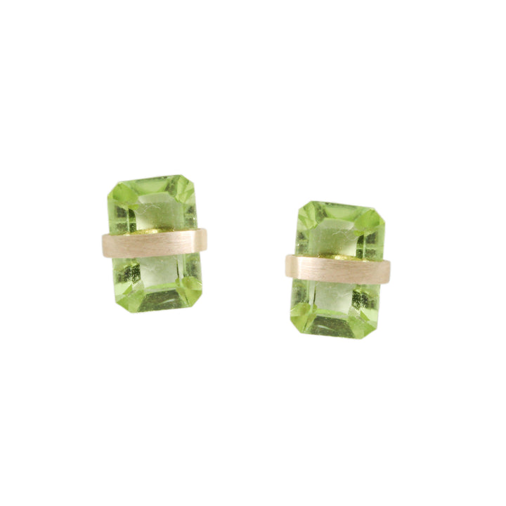 Bezel Wrapped Peridot Stud Earrings