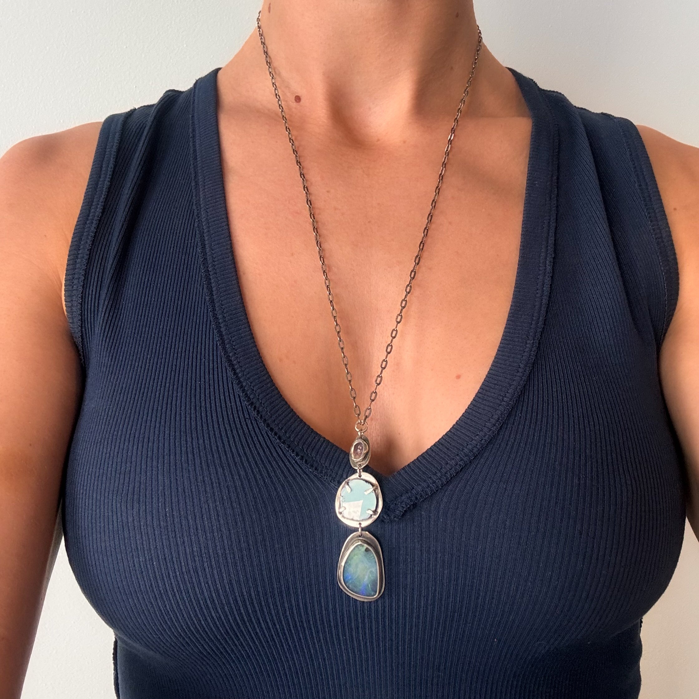 Opal + Turquoise + Moonstone Necklace