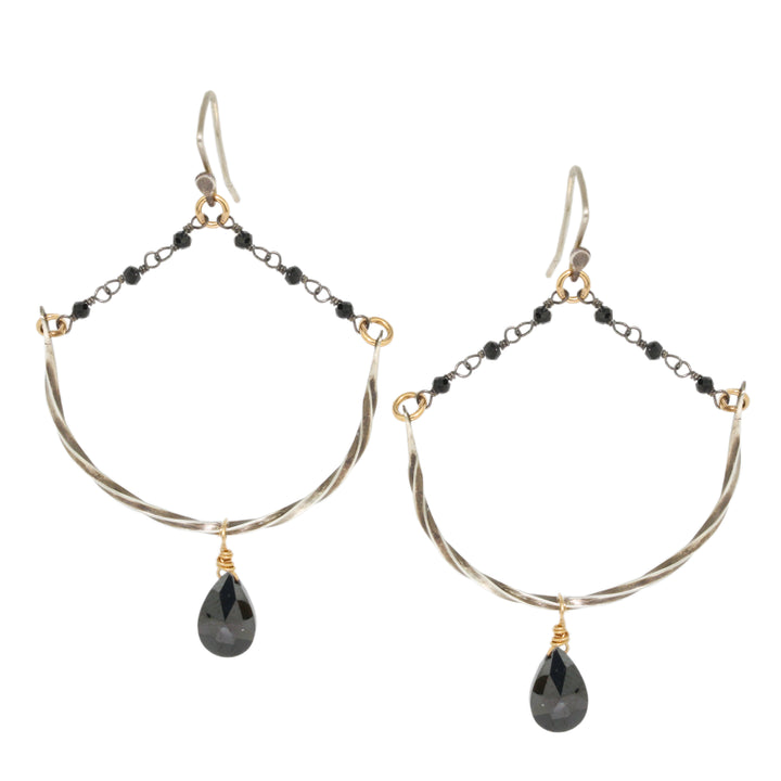 Black Spinel Rosary Earrings