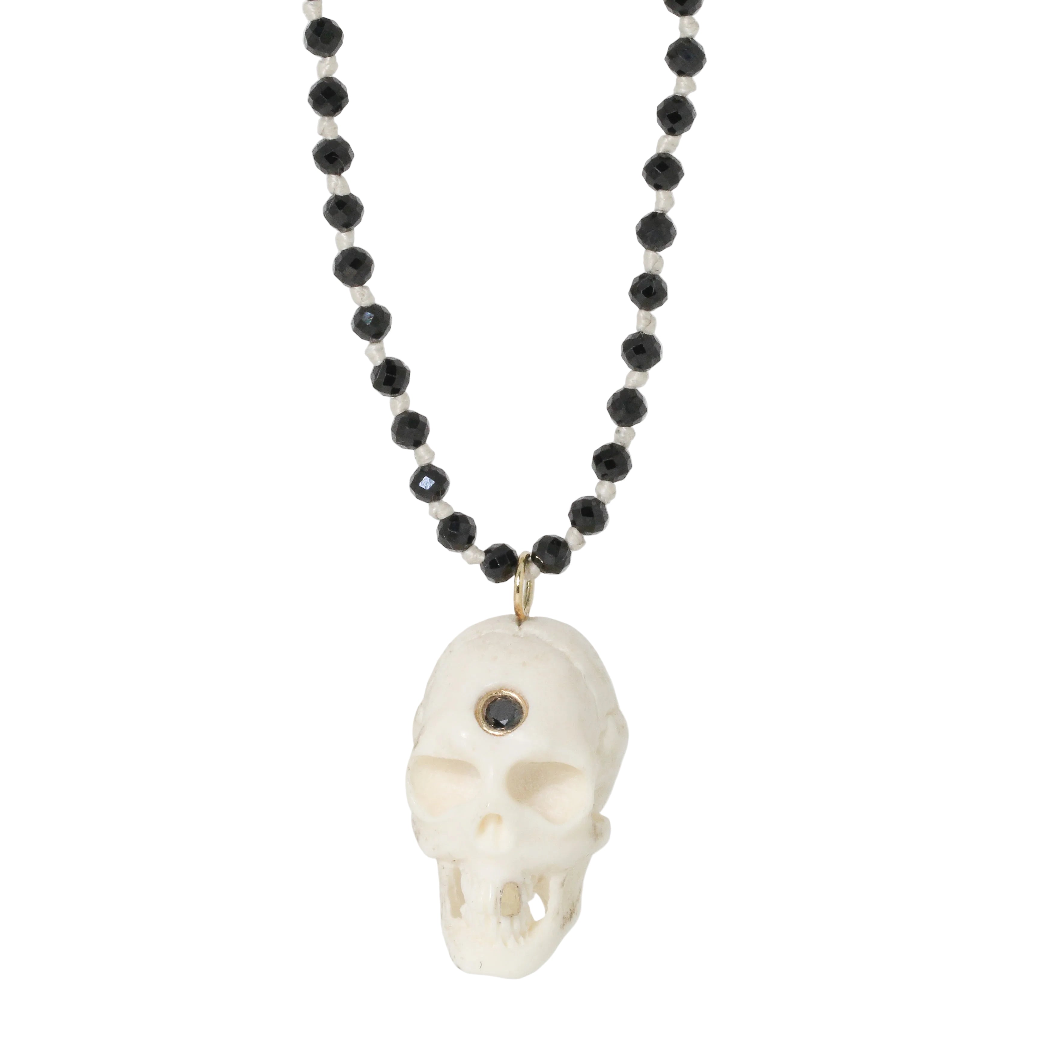 Antler Skull Black Spinel Necklace