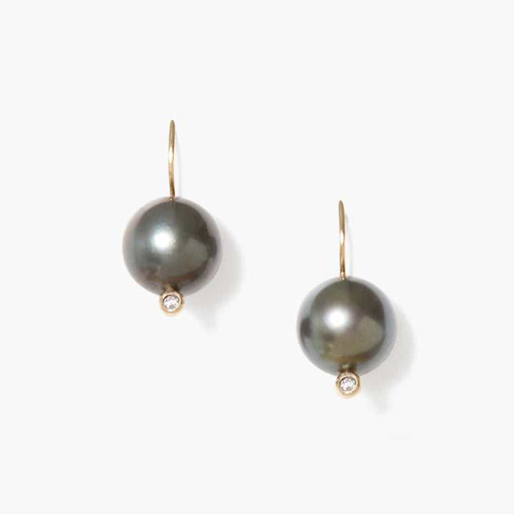 Tahitian Pearl + Diamond Earrings