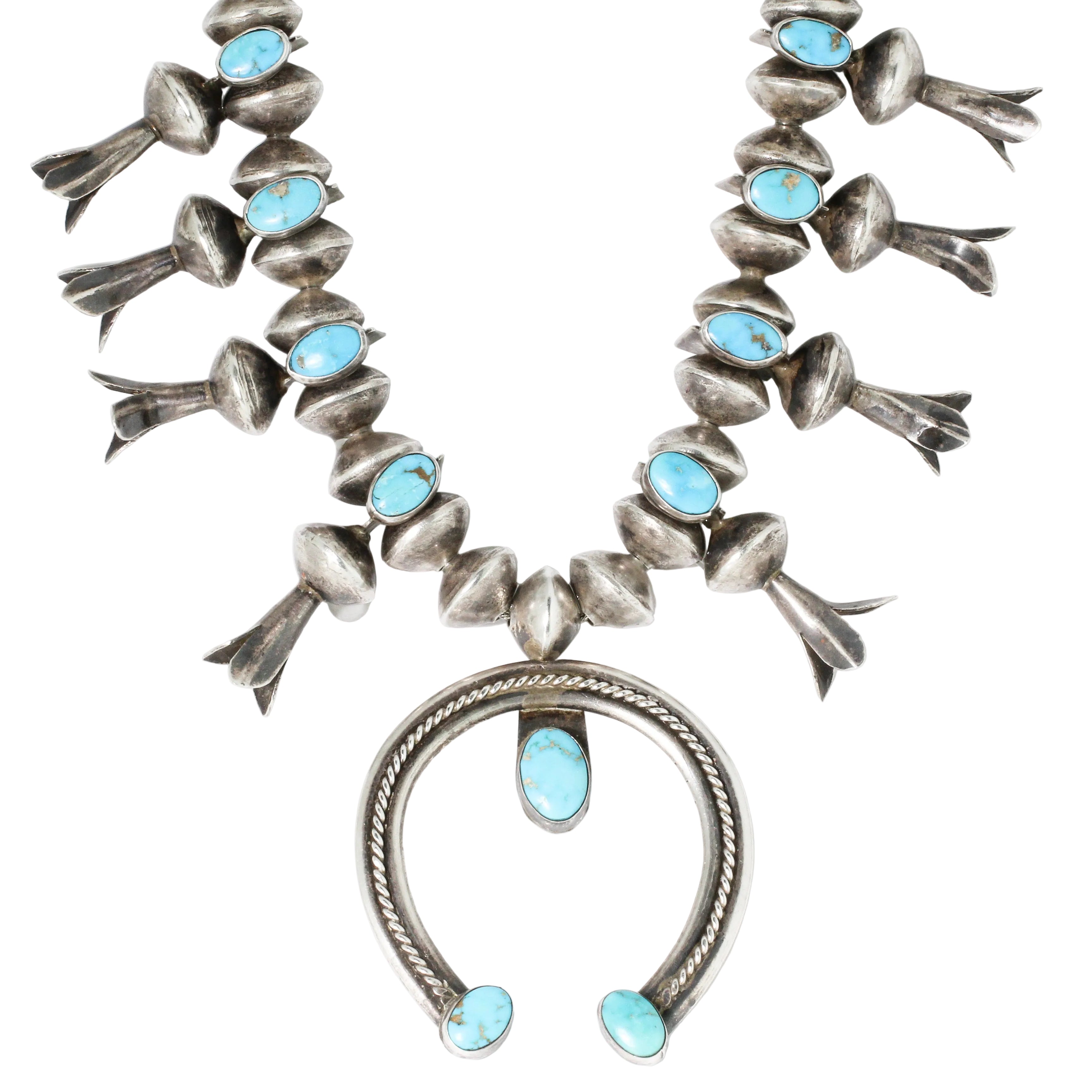 Vintage Navajo Squash Blossom Necklace, Circa 1950’s