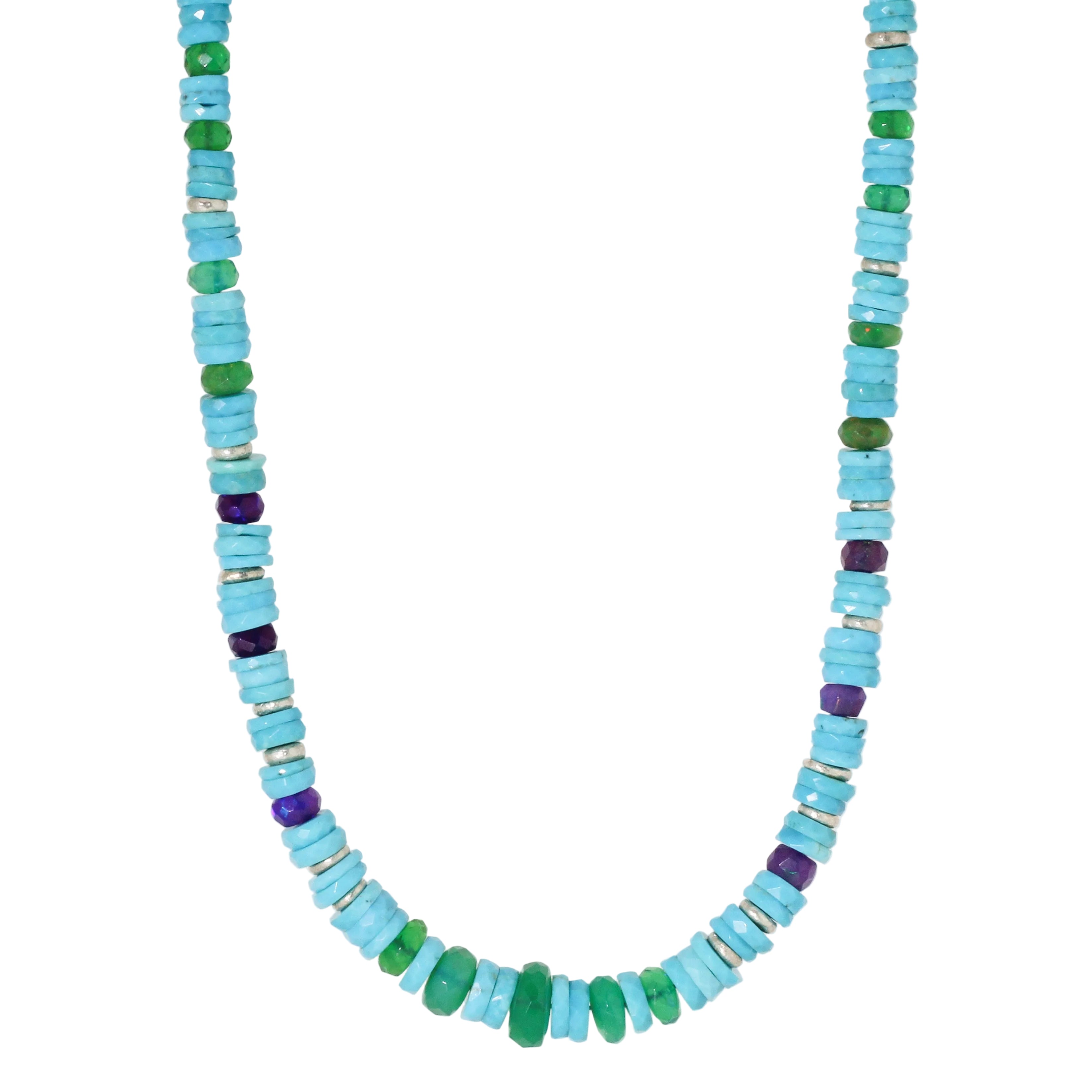 Faceted Turquoise + Opal Strand Necklace