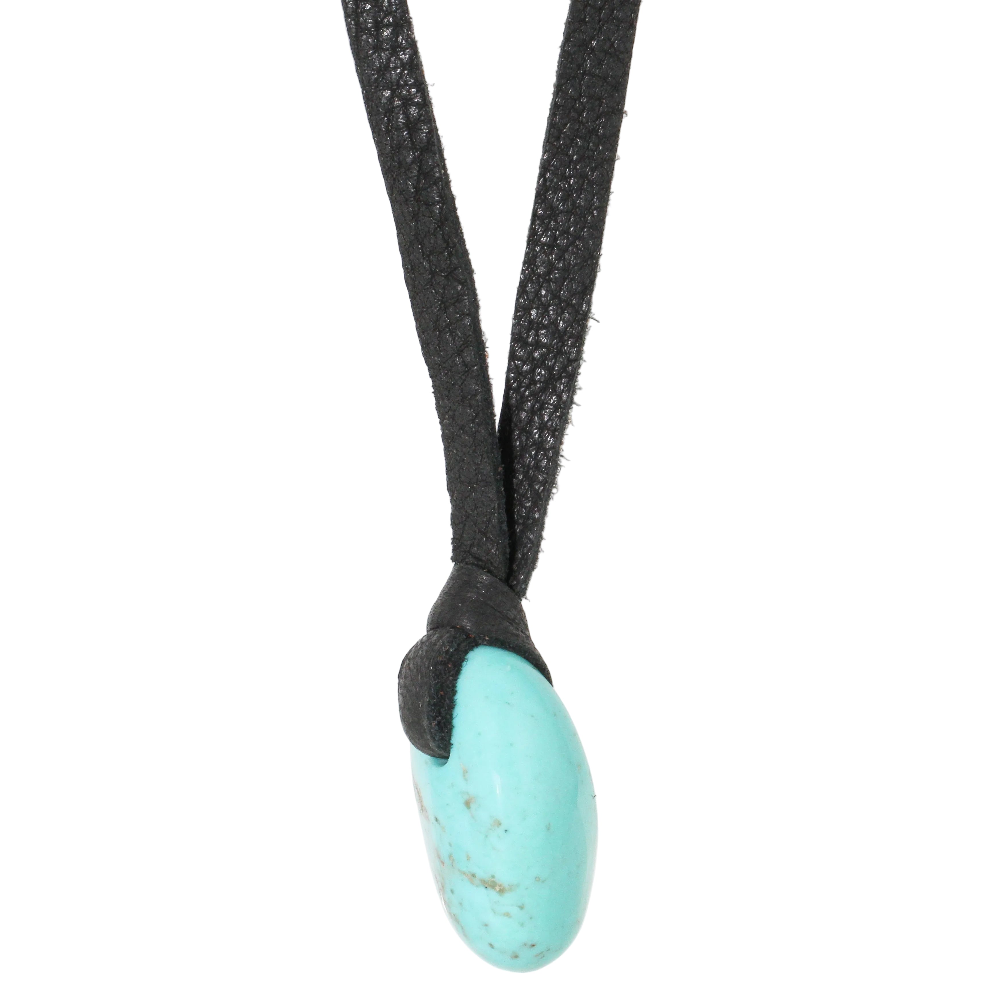 Sacred Stone + Black Leather Necklace