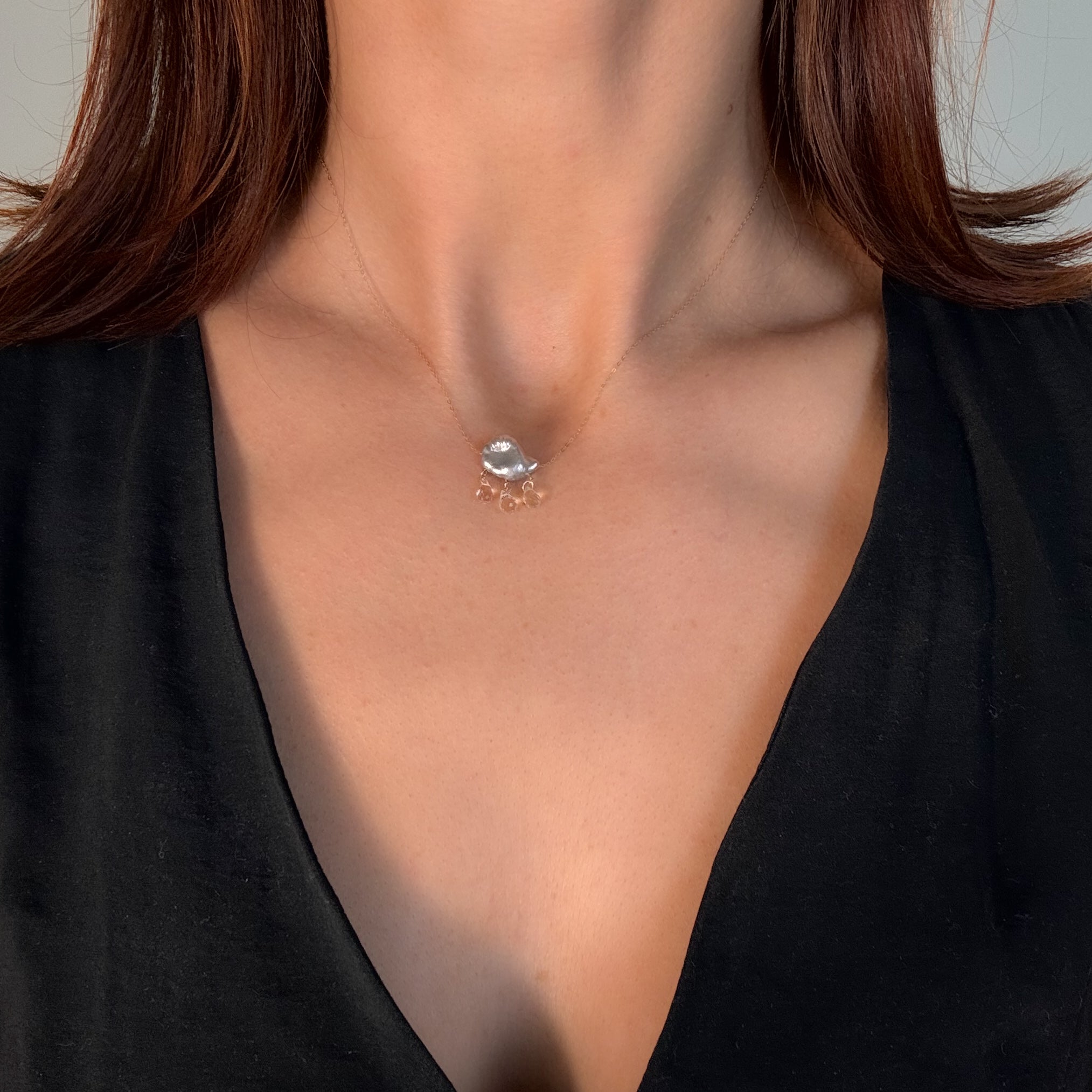 Rainy Day Grey Pearl Necklace