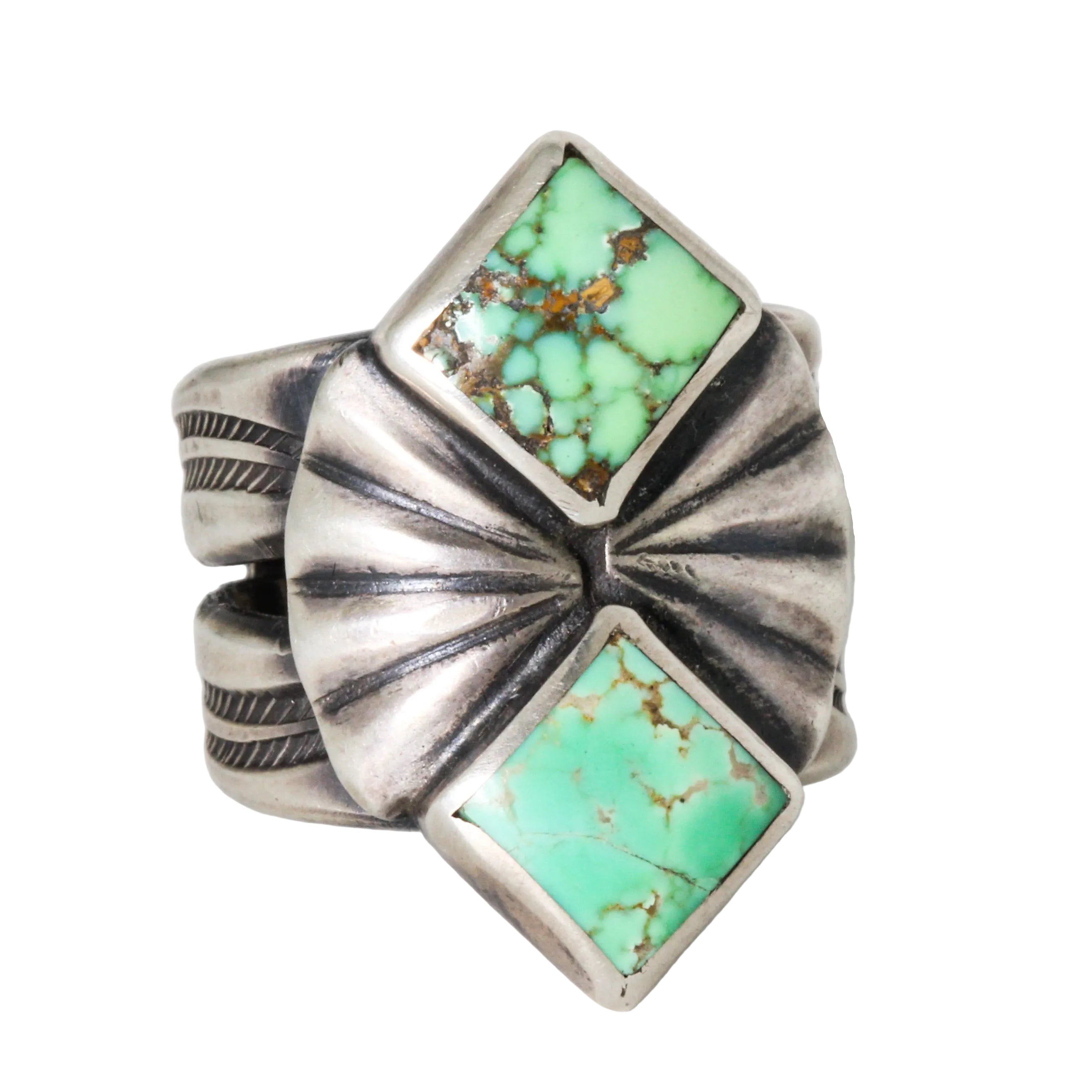 Jesse Robbins Double Diamond Turquoise Ring