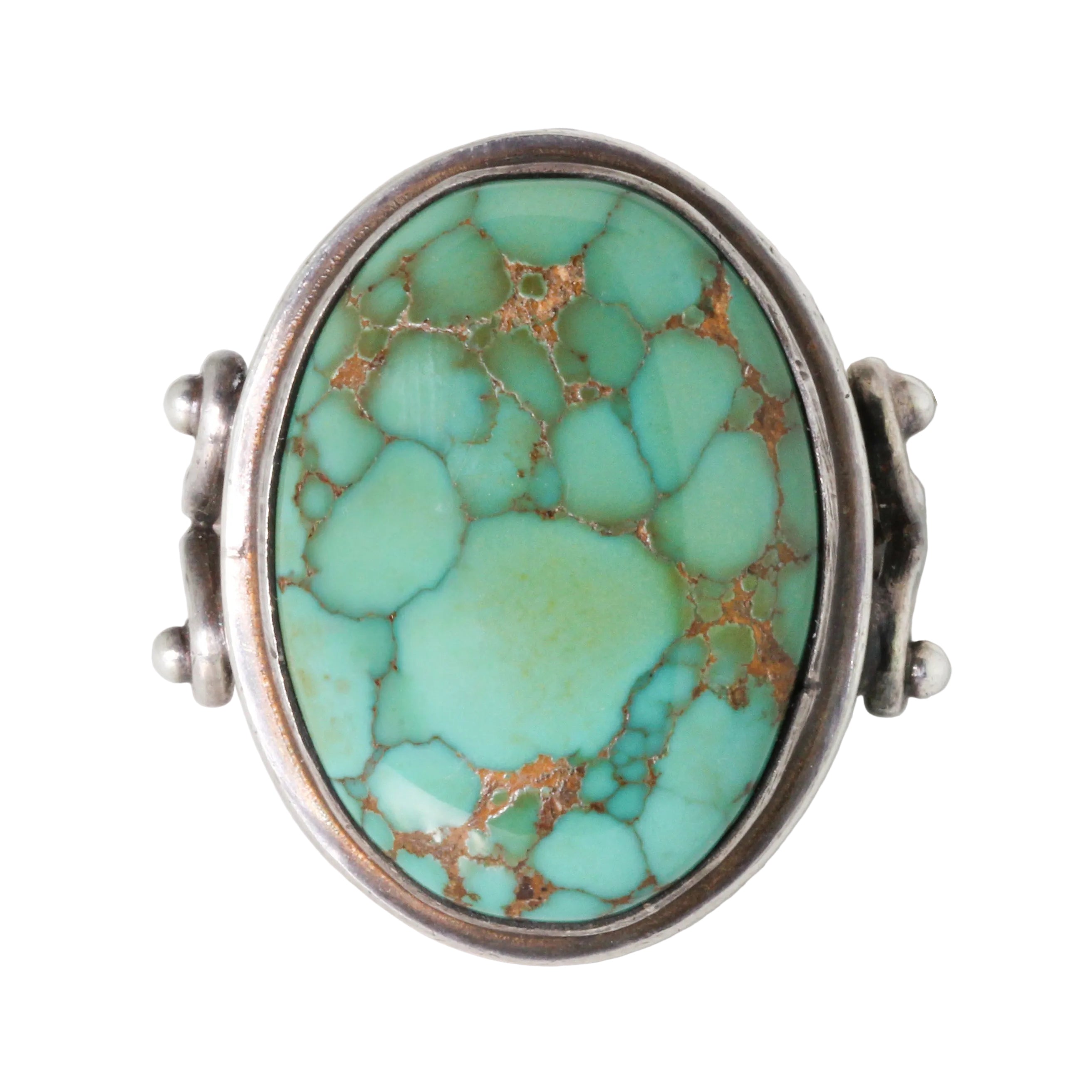Vintage Navajo Green Spiderweb Turquoise Ring