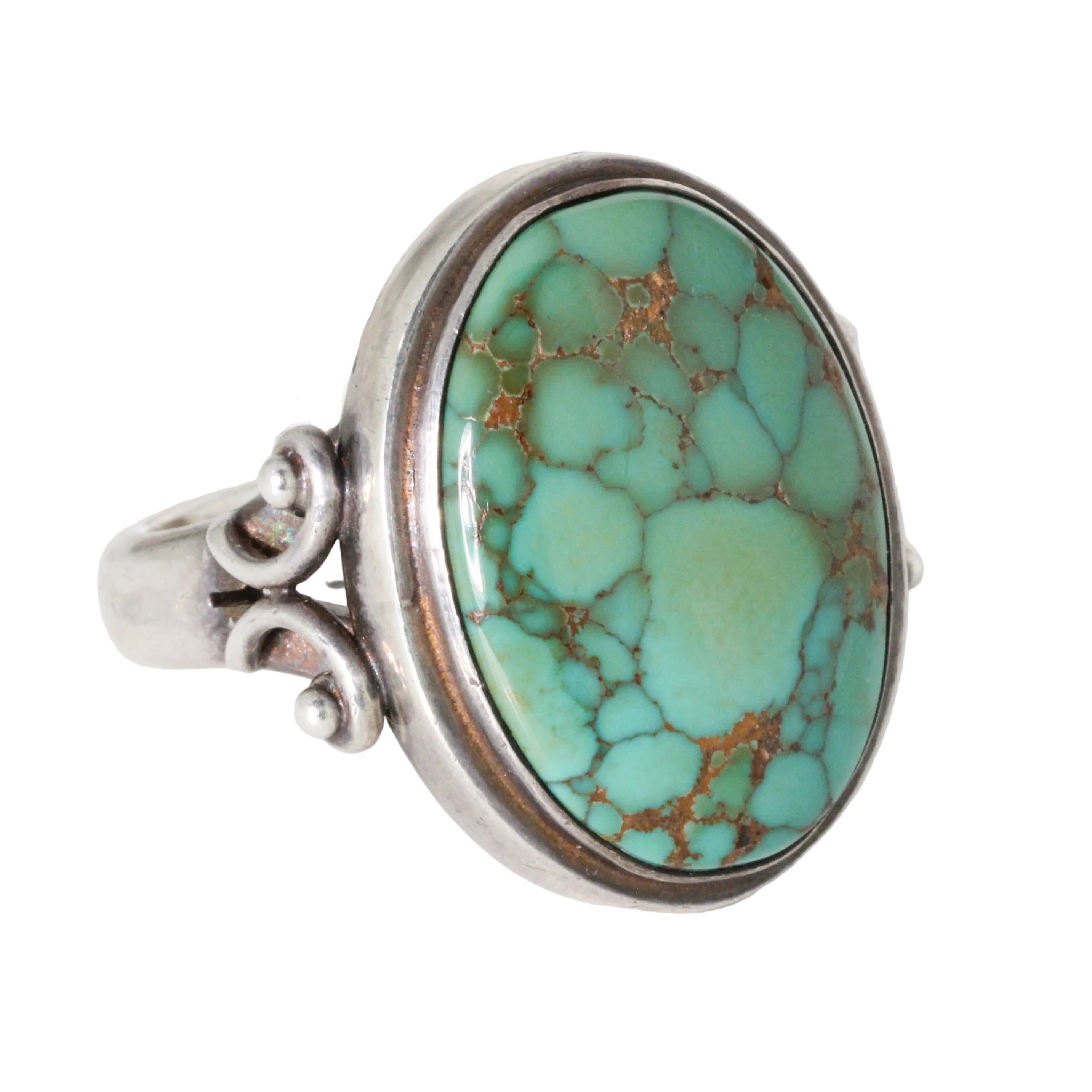 Vintage Navajo Green Spiderweb Turquoise Ring