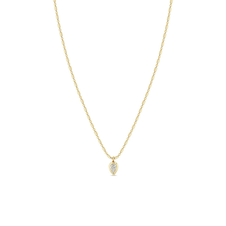 Teardrop Diamond on Tube Bead Necklace