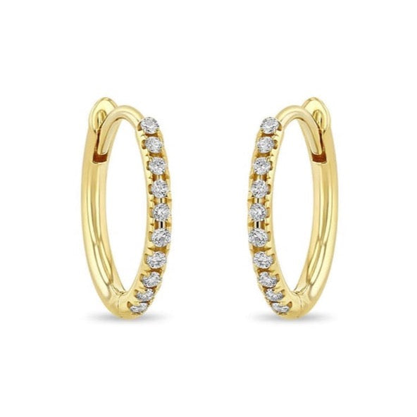 12mm Hinged Pave Huggie Hoops
